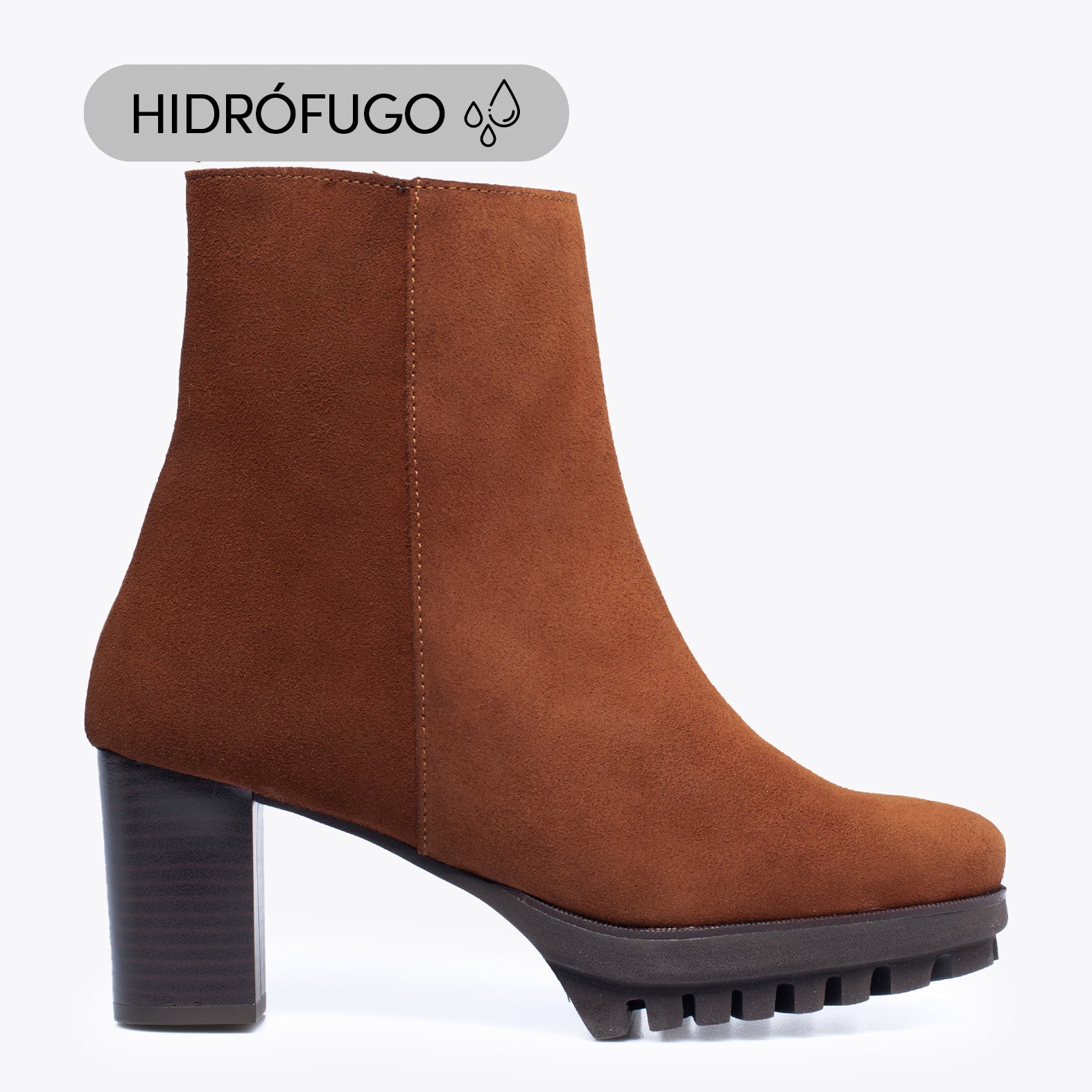 TRENDY BOOTIE - BROWN high heel water repellent bootie