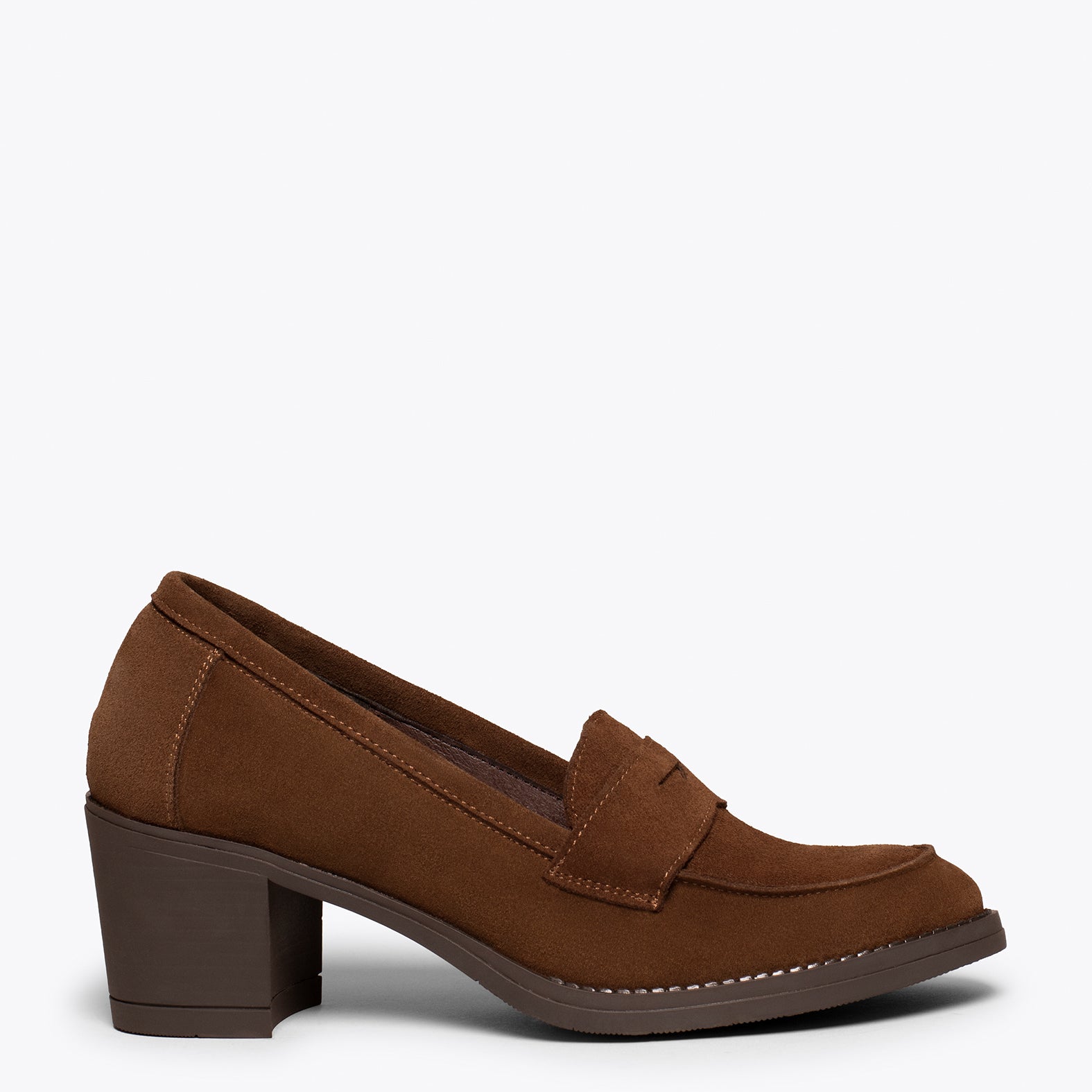 MOKKA Mocasines de mujer con tacón CUERO