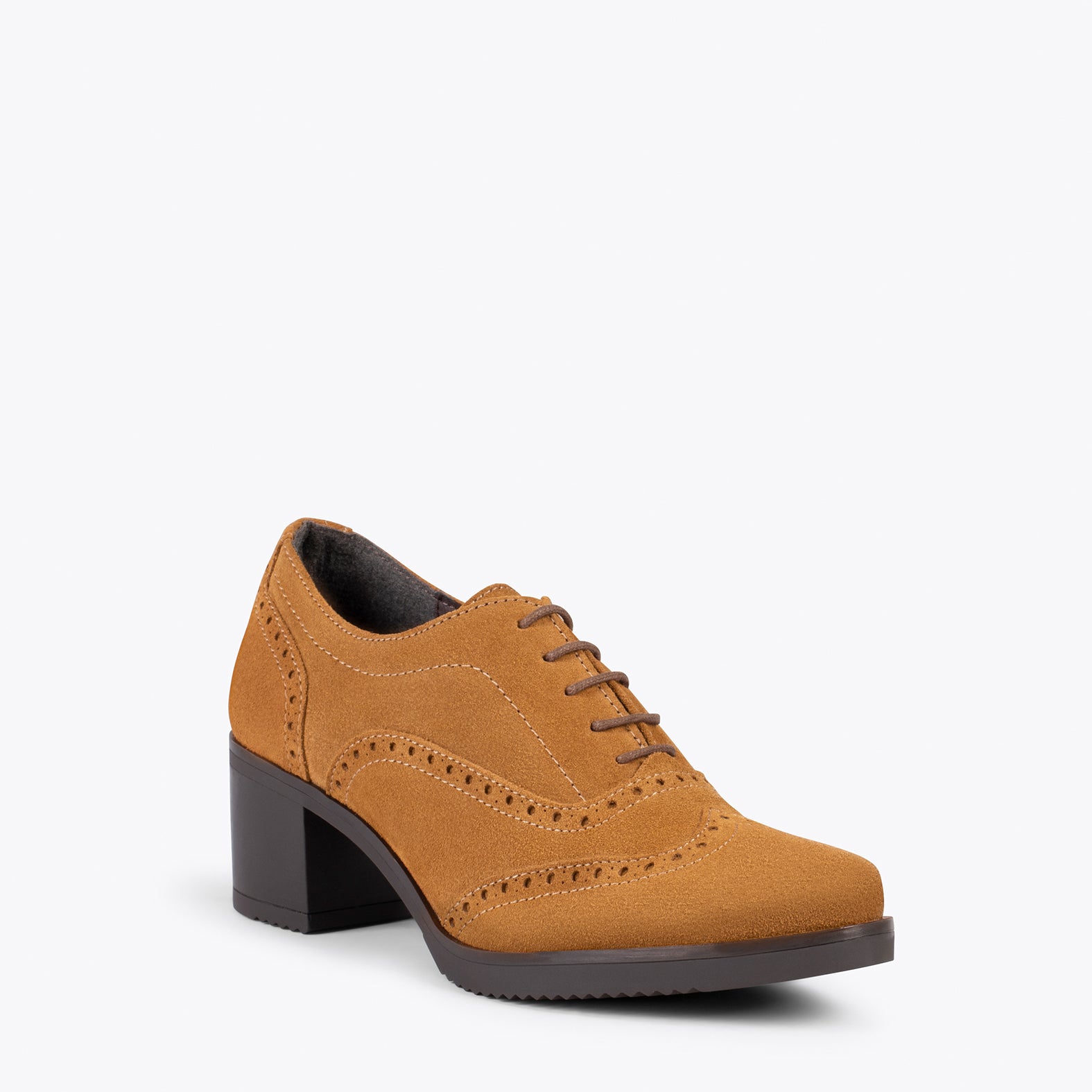 OXFORD – Blucher de mujer con tacón CAMEL