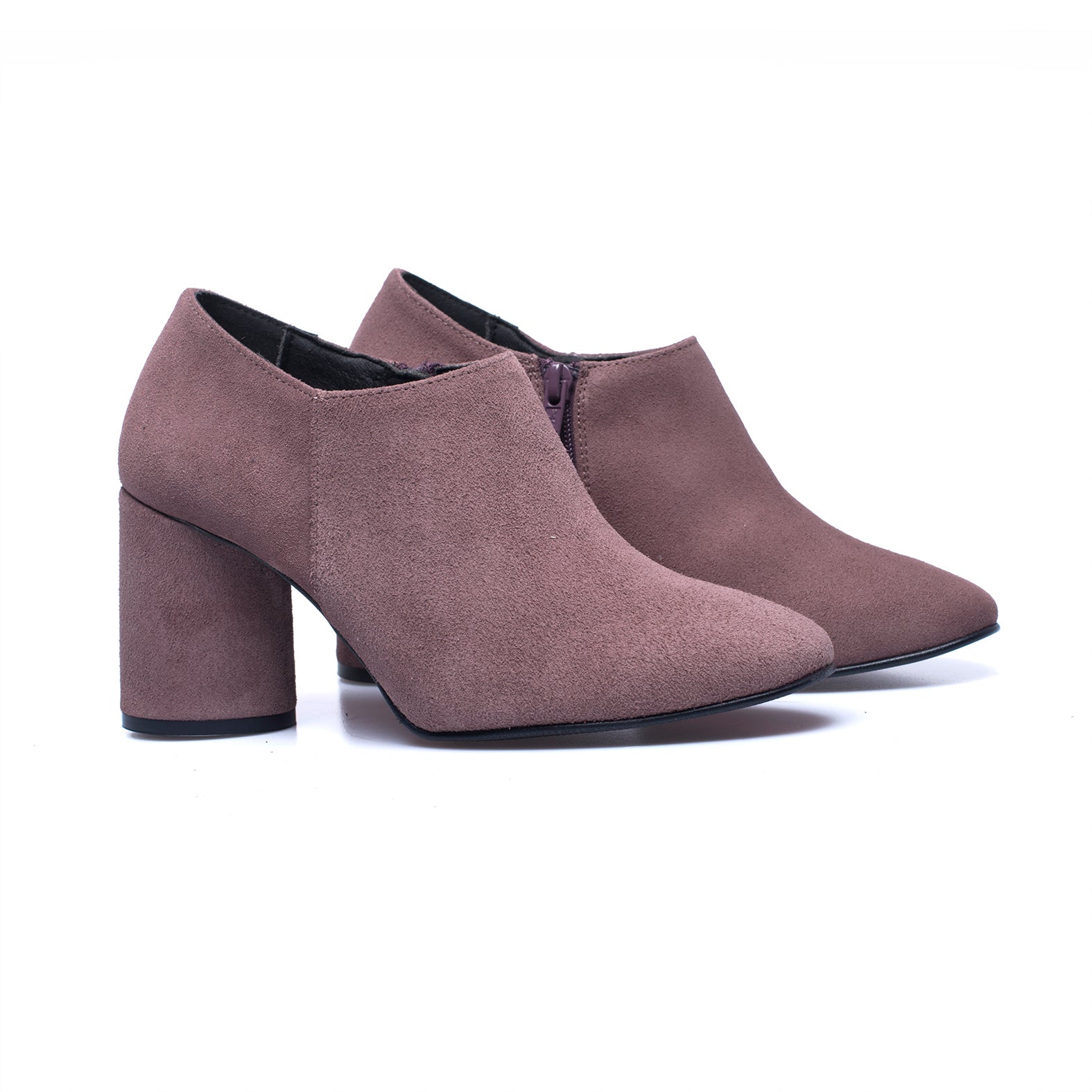 FASHION - LILAC block heel ankle boot