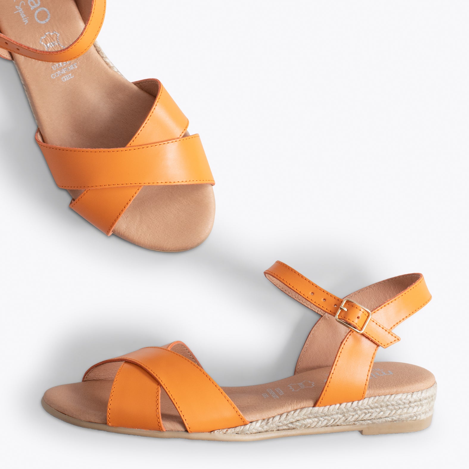 CÍES – ORANGE flat espadrille with crossed straps