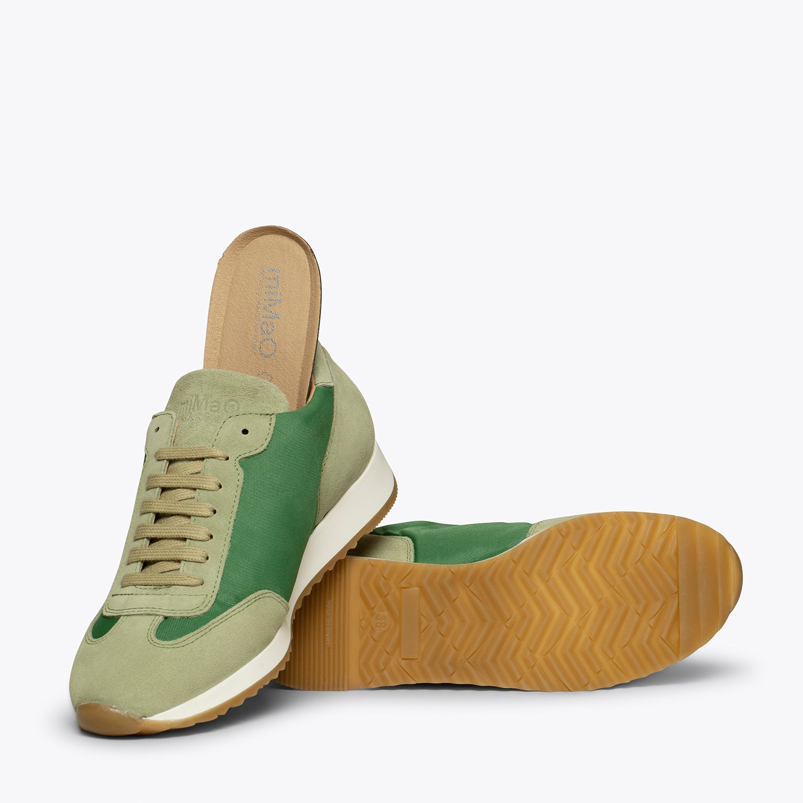 CASUAL – Deportiva de piel VERDE con nylon – Memory Absorber Foam