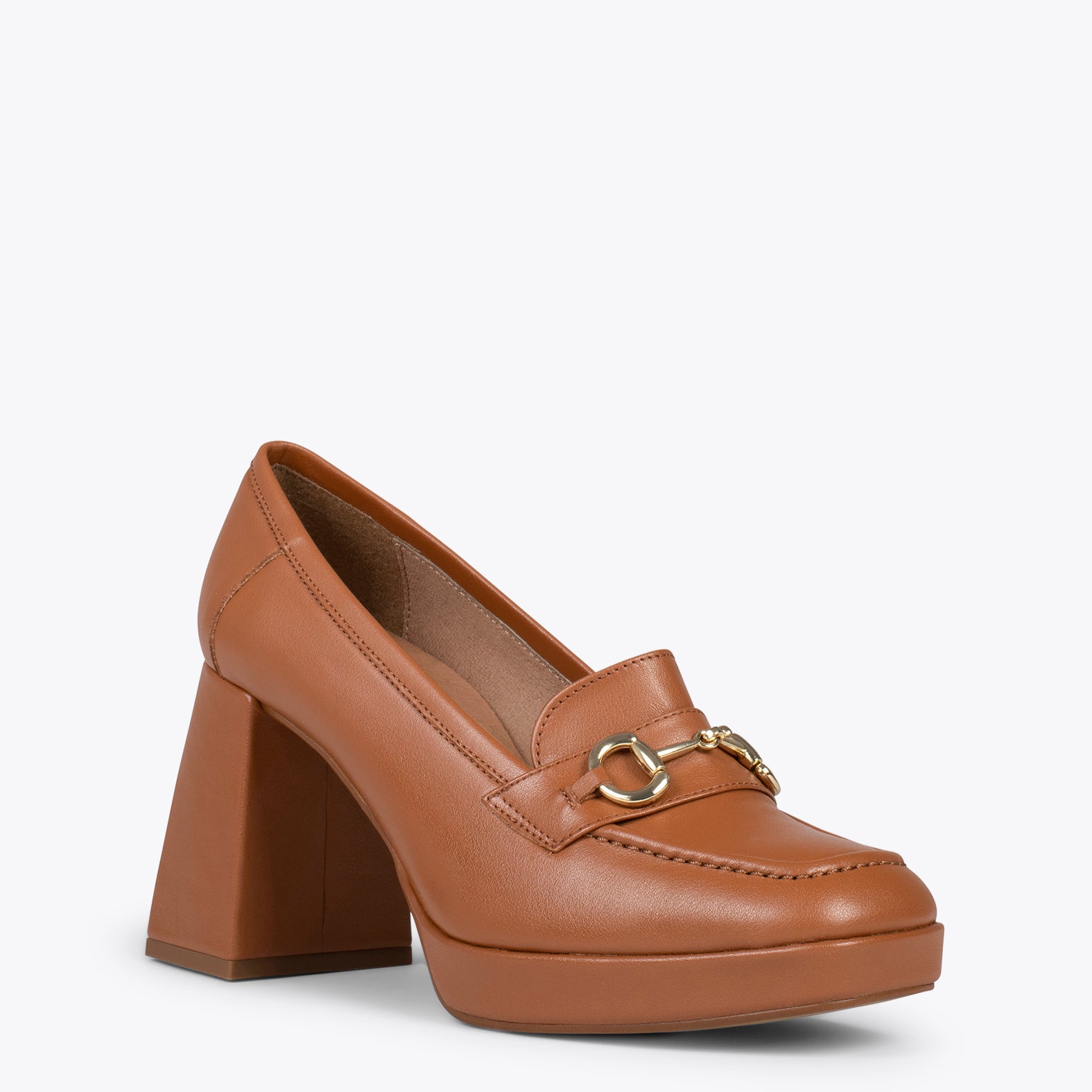 ANNETTE – Mocassins pour femme à talon et plateforme CUIR