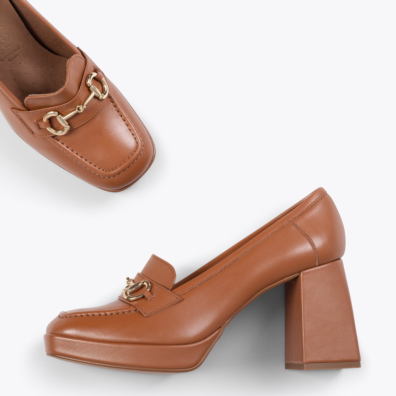 ANNETTE – Mocassins pour femme à talon et plateforme CUIR