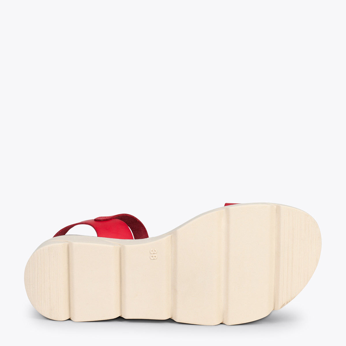 RIVER – RED leather flat sandals with wedge