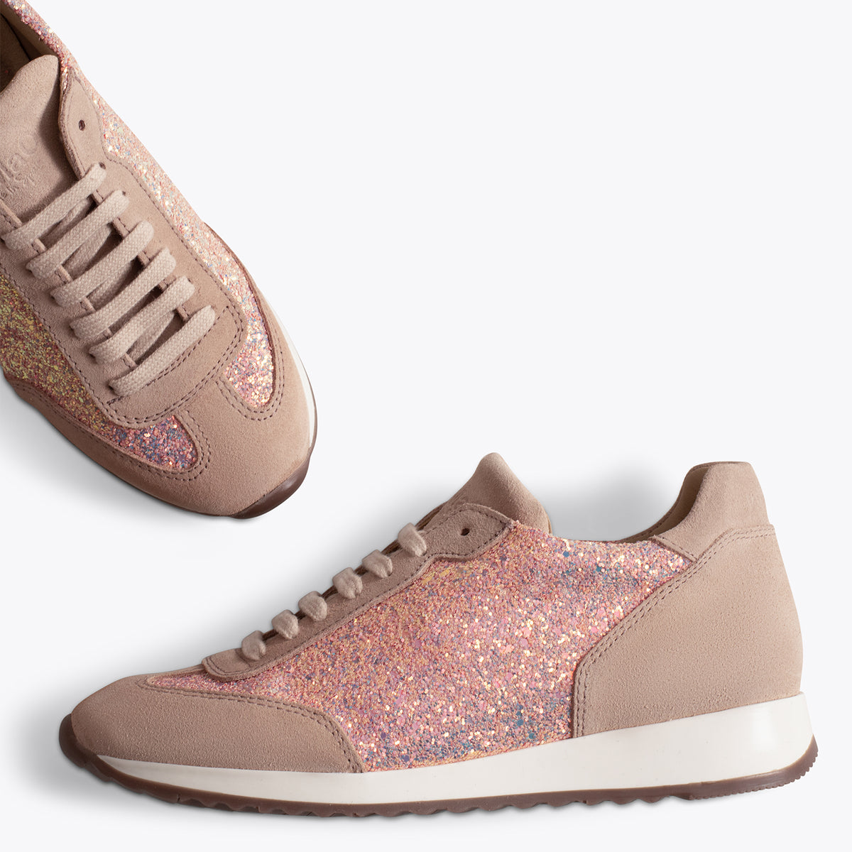 GLITTER - Deportivas de piel ROSAS para mujer