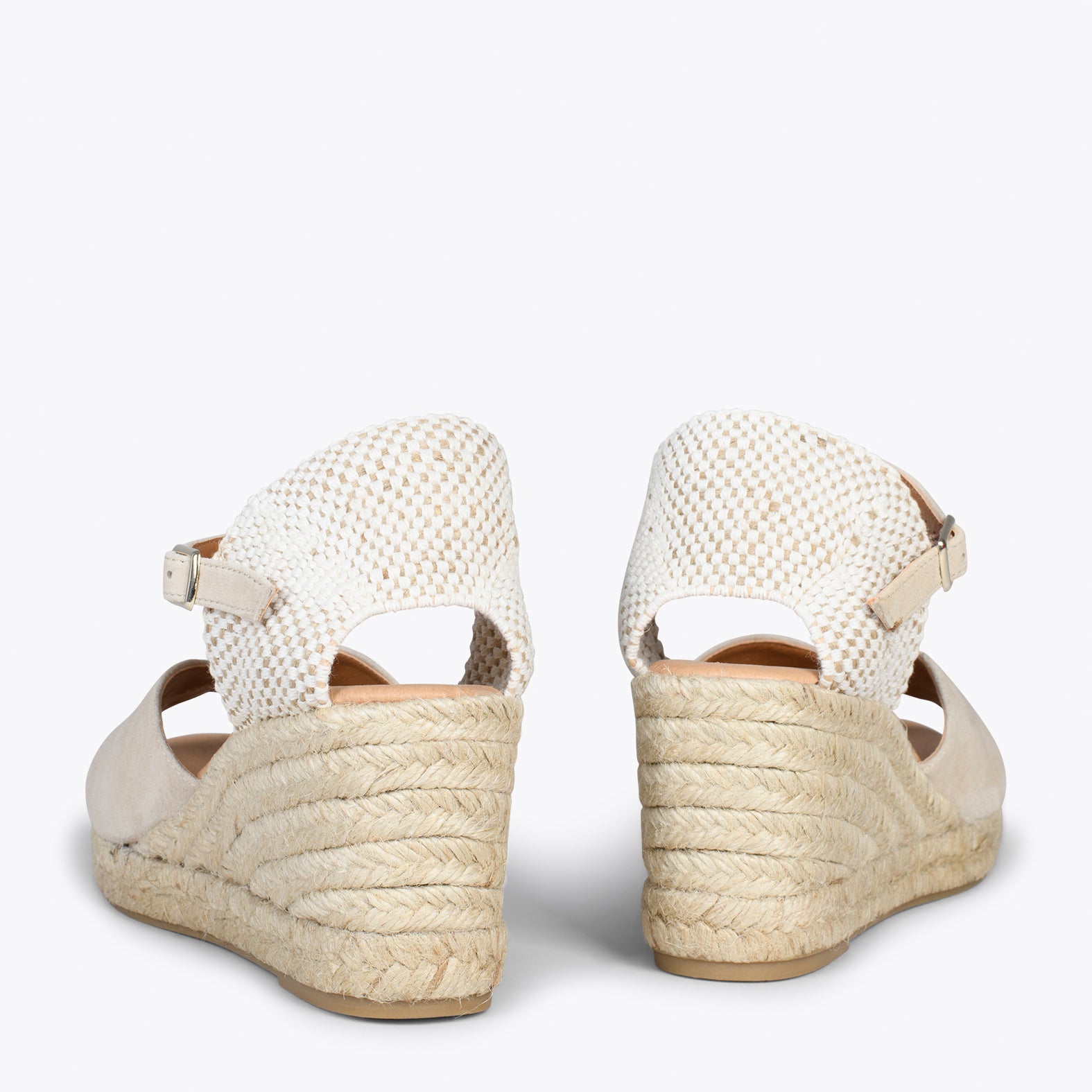 SITGES – Espadrilles compensées à bout ouvert BEIGE