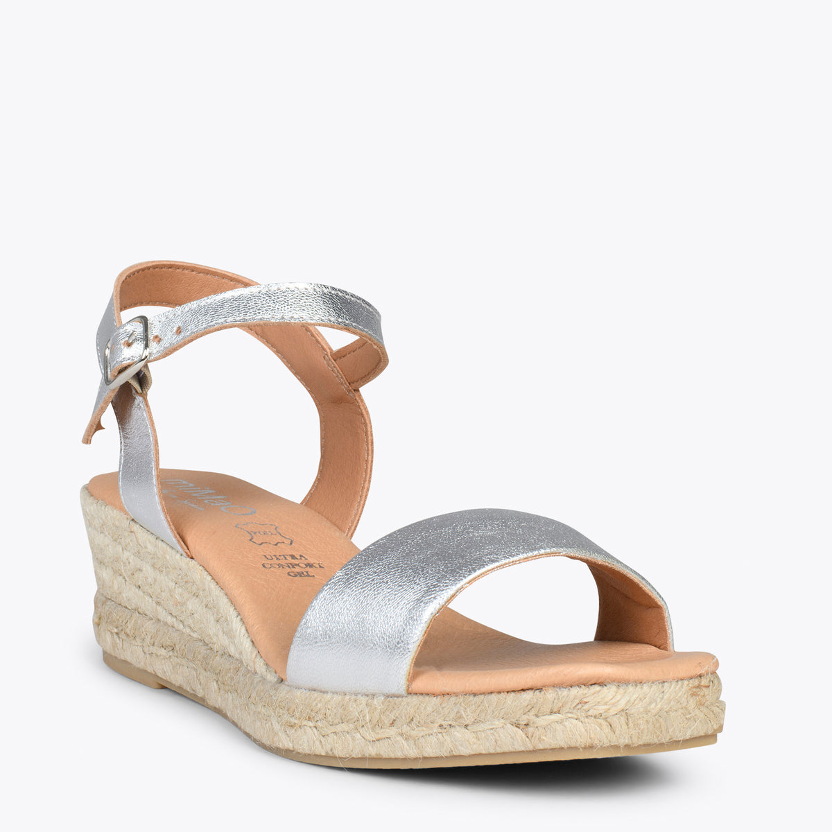 JEREZ – SILVER espadrilles with comfortable wedge