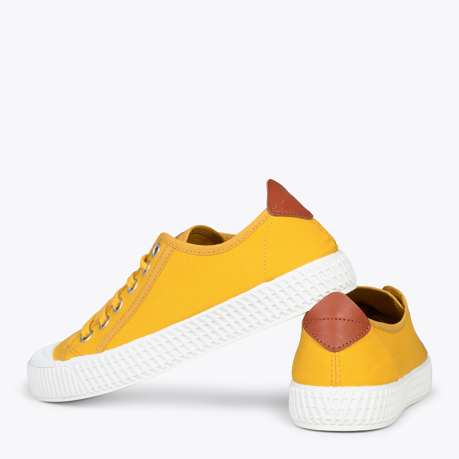BAMBA – Baskets casual en toile pour femme MOUTARDE