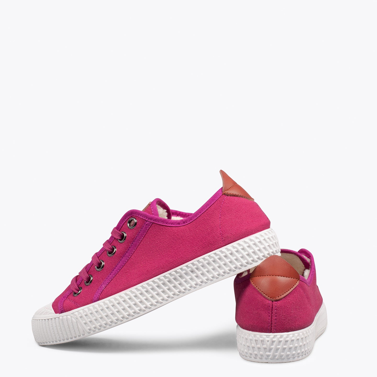 BAMBA – Baskets en toile hydrofuge en mouton FUCHSIA