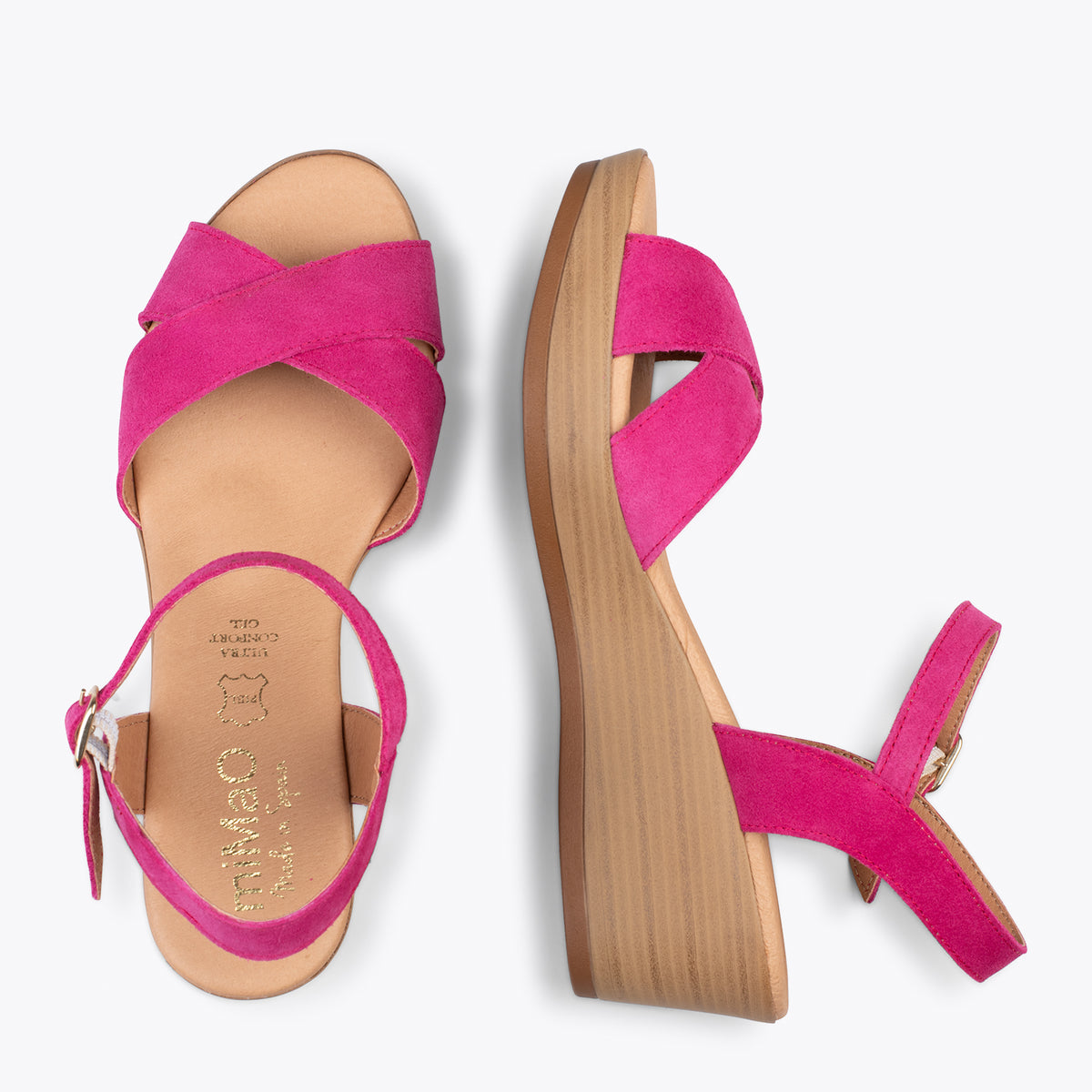 SEA- FUCHSIA comfortable sandal with wedge