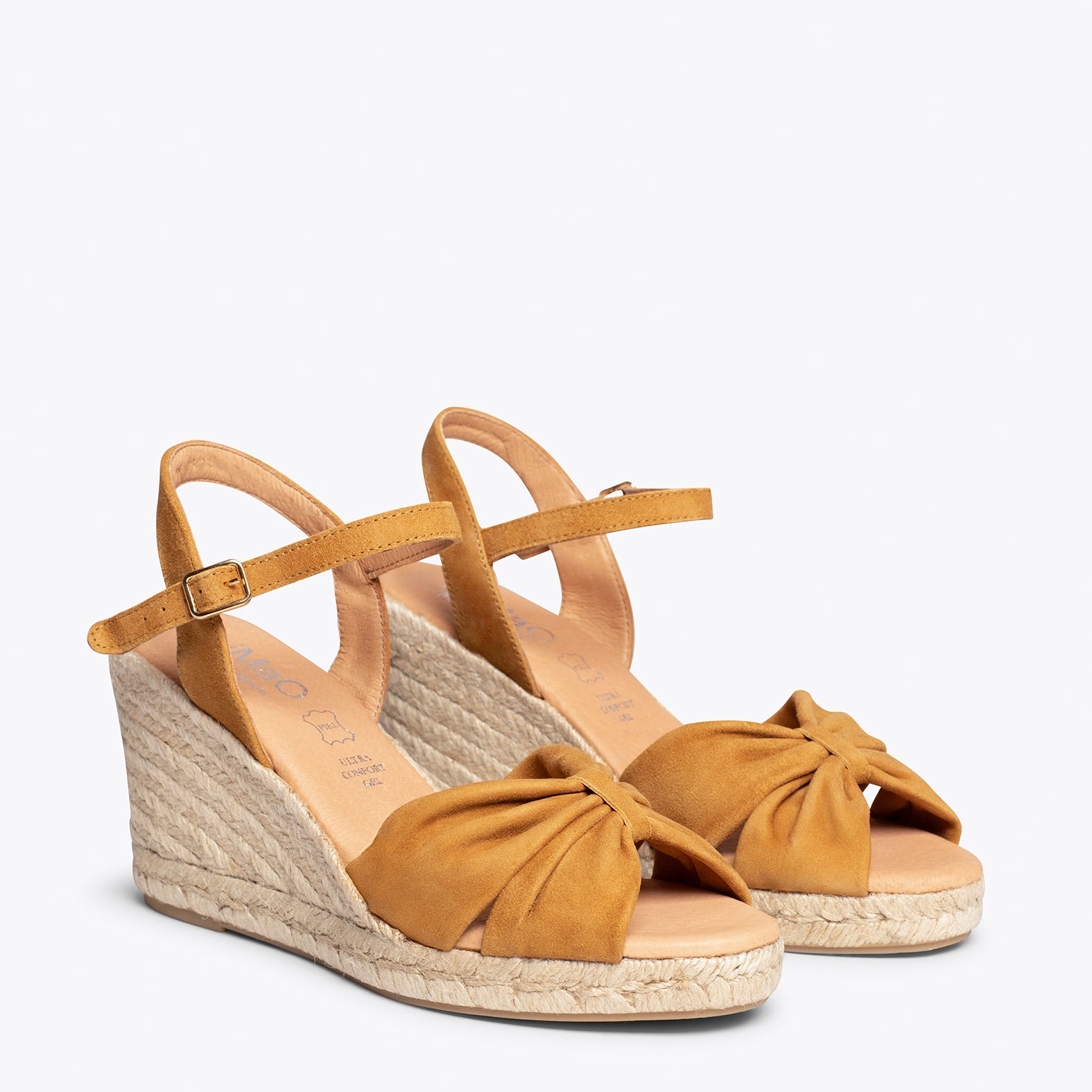 PALMA - Sandalias de esparto con cuña CAMEL