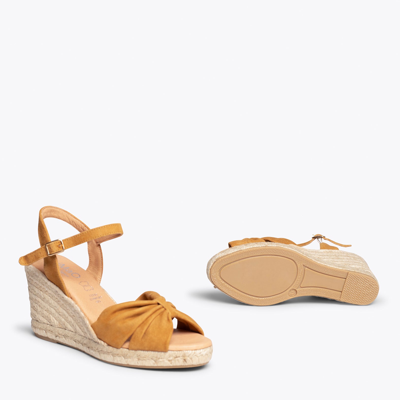 PALMA - Sandalias de esparto con cuña CAMEL