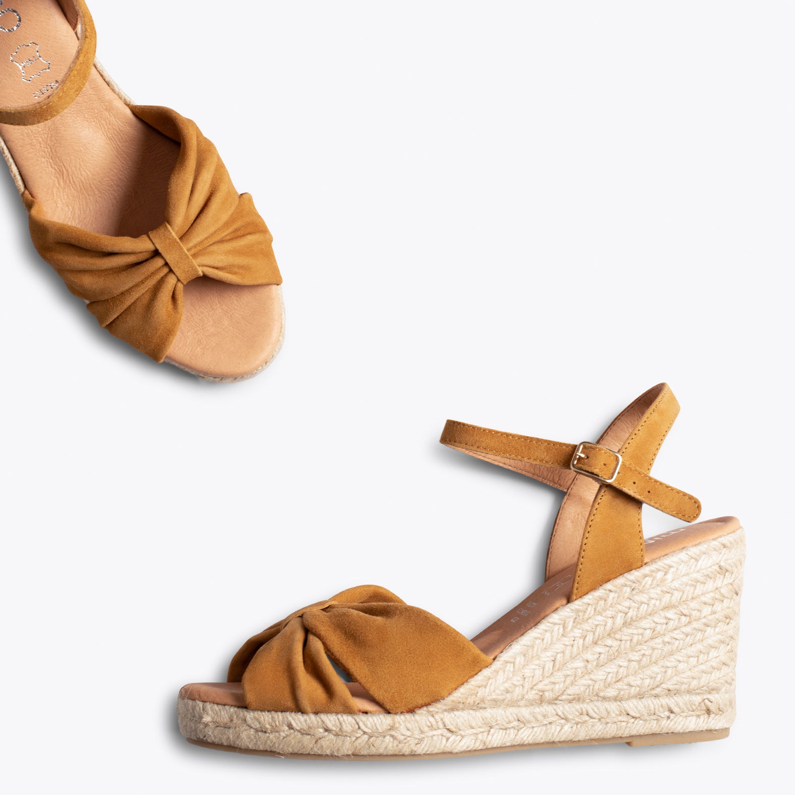 PALMA - Sandalias de esparto con cuña CAMEL