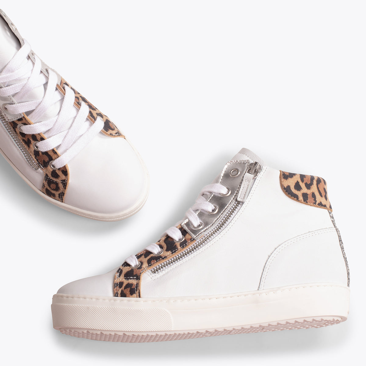 STAR - Zapatillas BLANCAS con plataforma y animal print