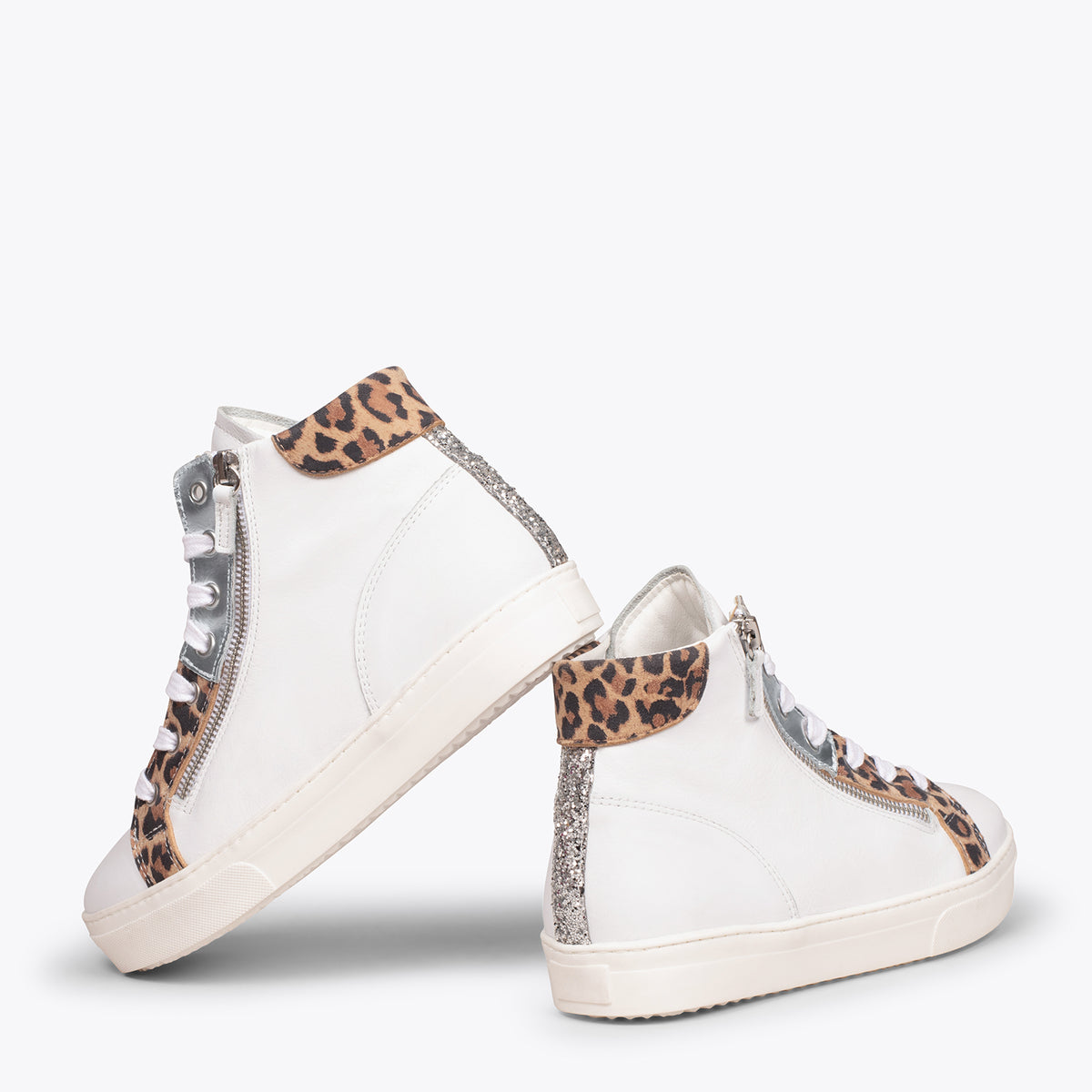 STAR - Zapatillas BLANCAS con plataforma y animal print