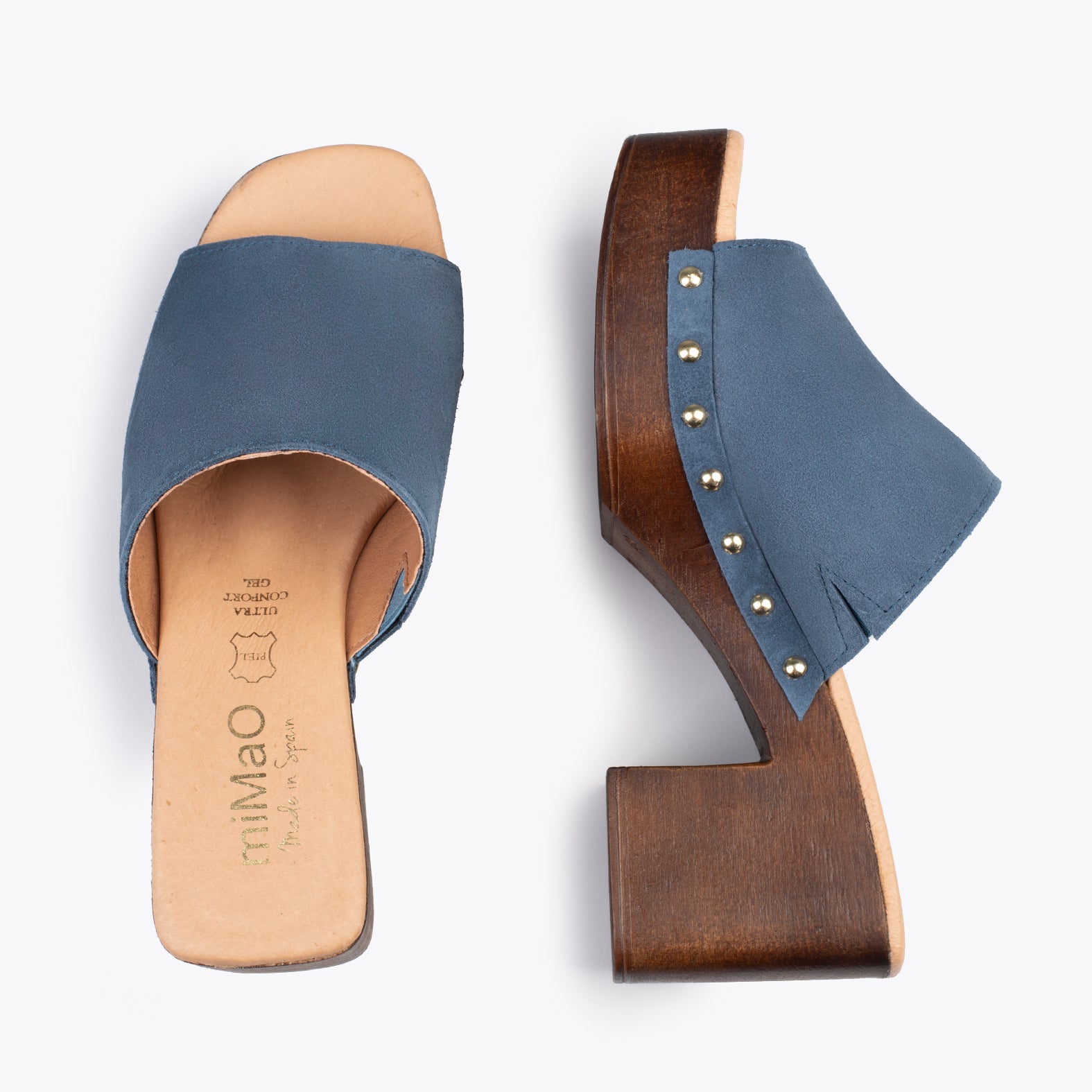 HOLIDAY – JEANS mules with heel and platform