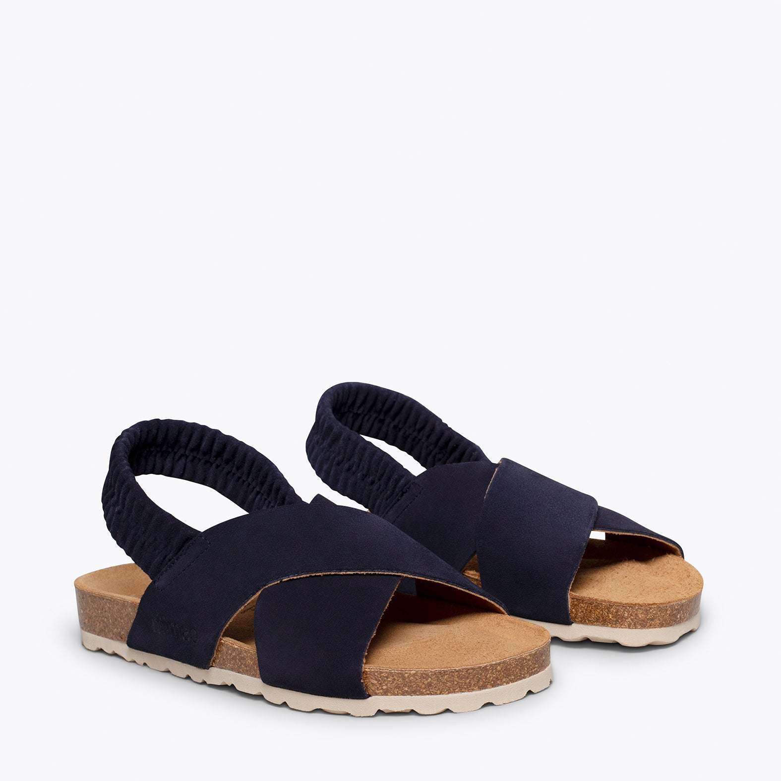 PALMERA Sandalia plana bio con tiras cruzadas y elástico AZUL MARINO