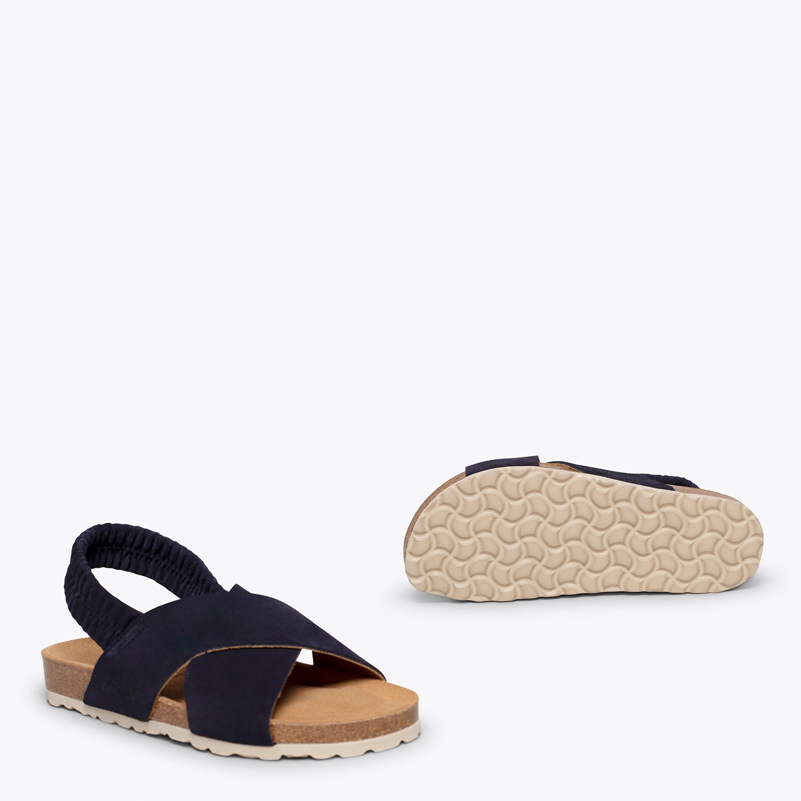 PALMERA Sandalia plana bio con tiras cruzadas y elástico AZUL MARINO