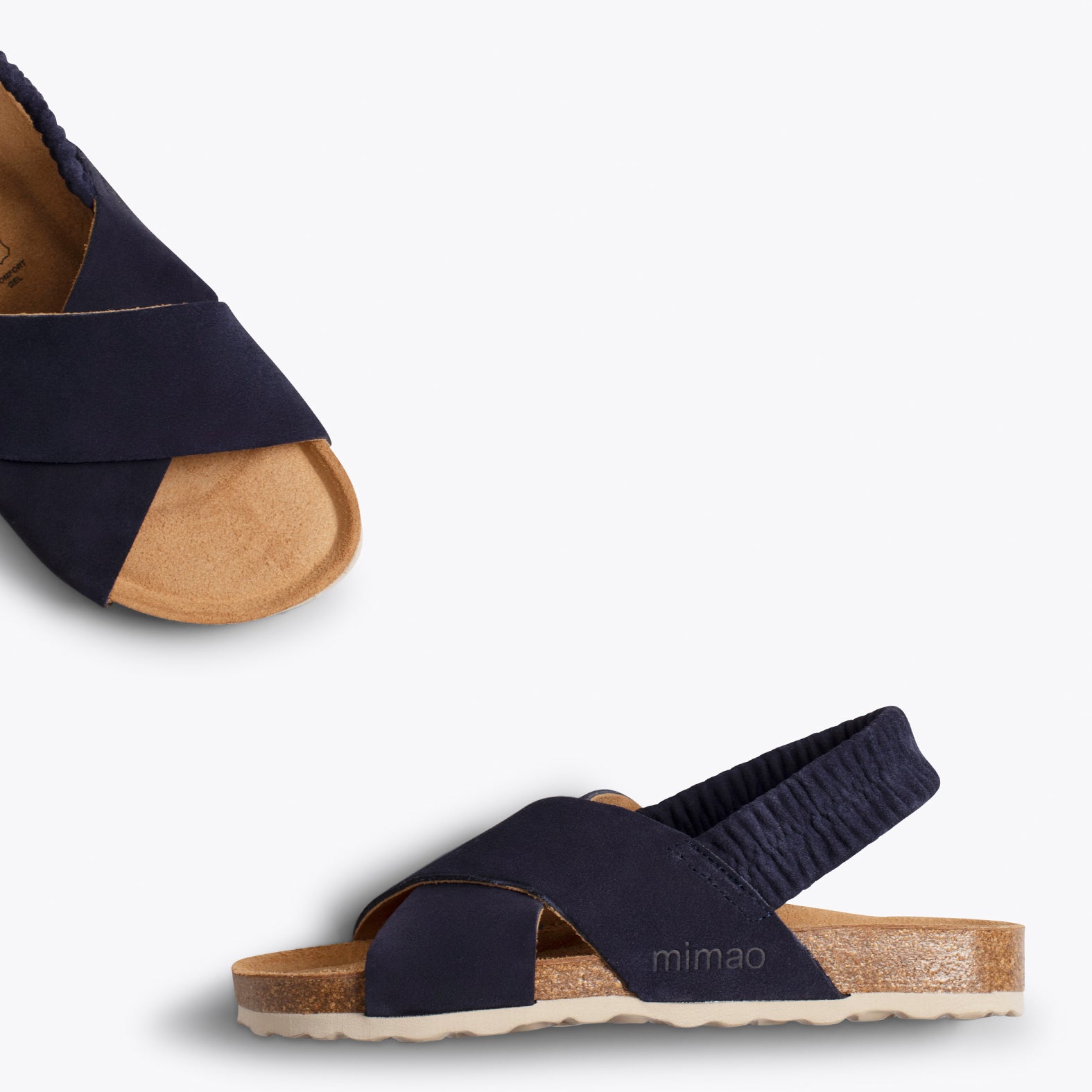 PALMERA Sandalia plana bio con tiras cruzadas y elástico AZUL MARINO