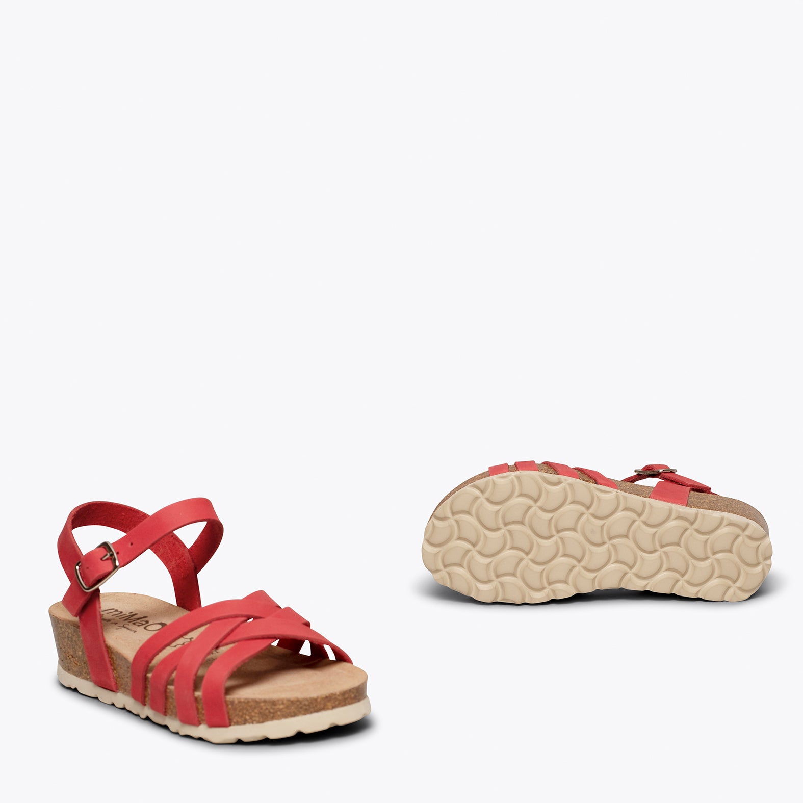 PRINCESS – RED suede bio sandals for kids