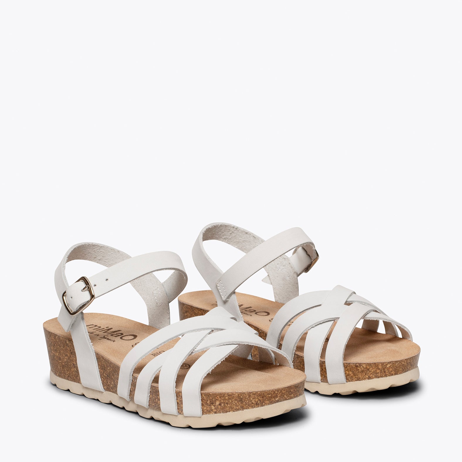 PRINCESS – WHITE suede bio sandals for kids