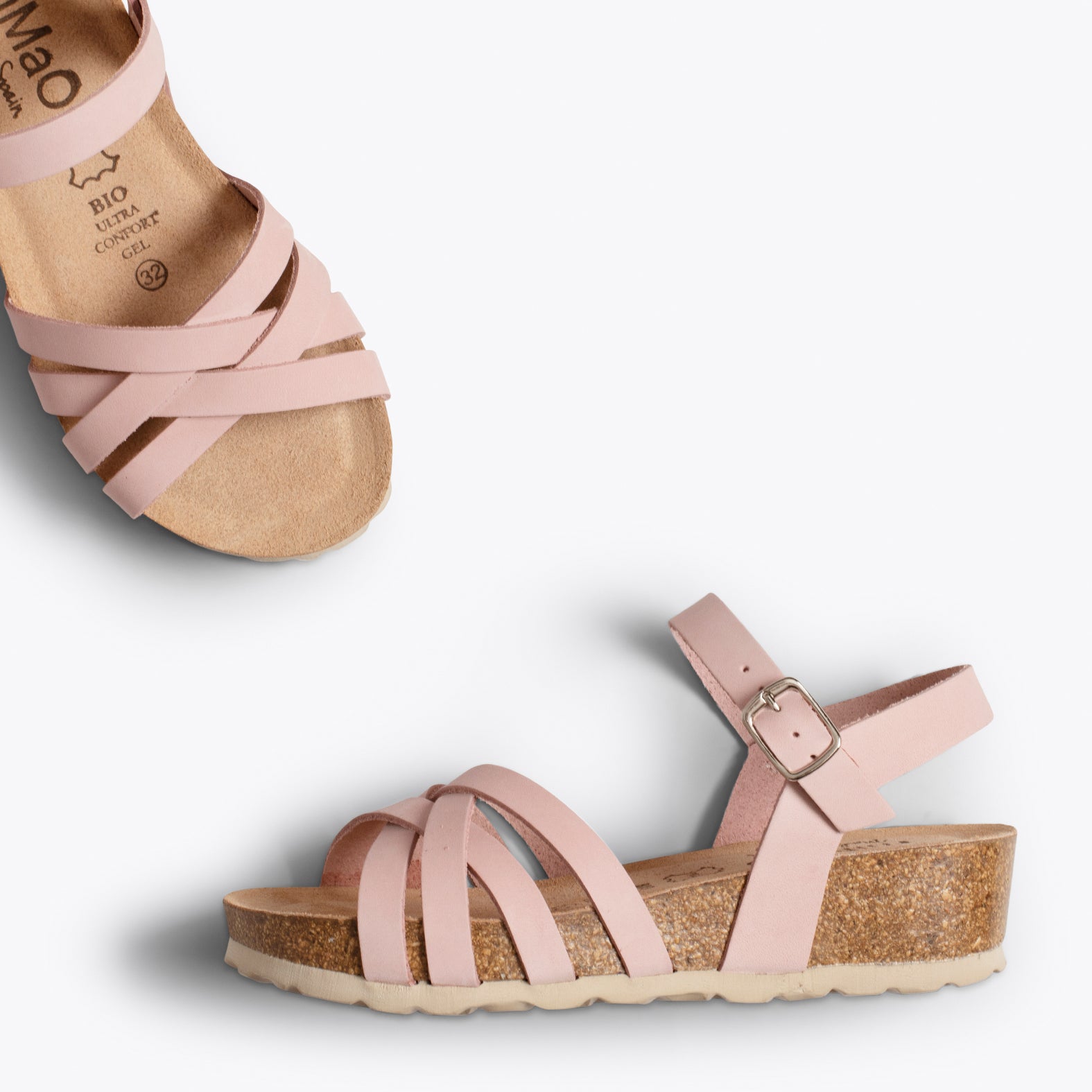 PRINCESS – PINK suede bio sandals for kids