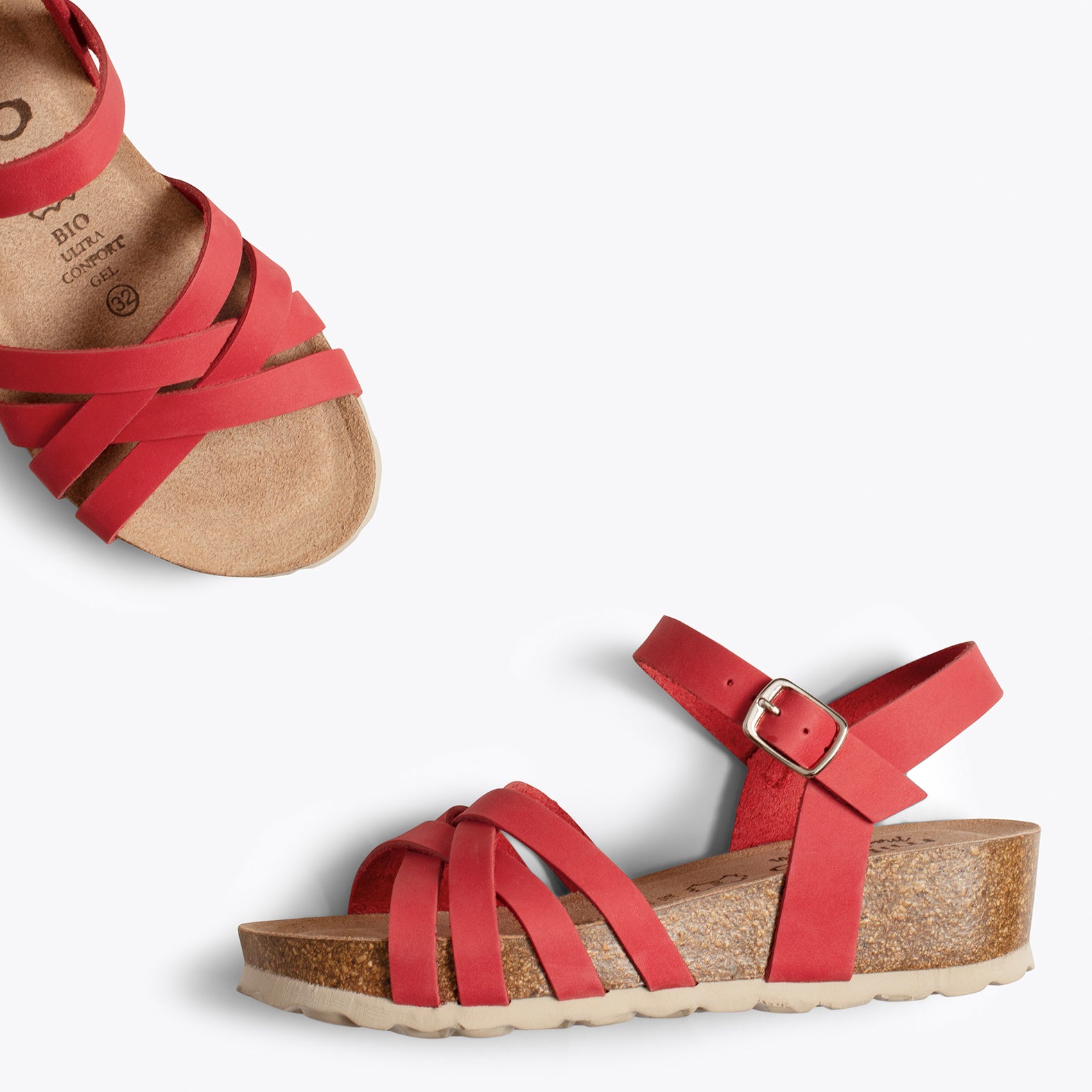 PRINCESS – RED suede bio sandals for kids