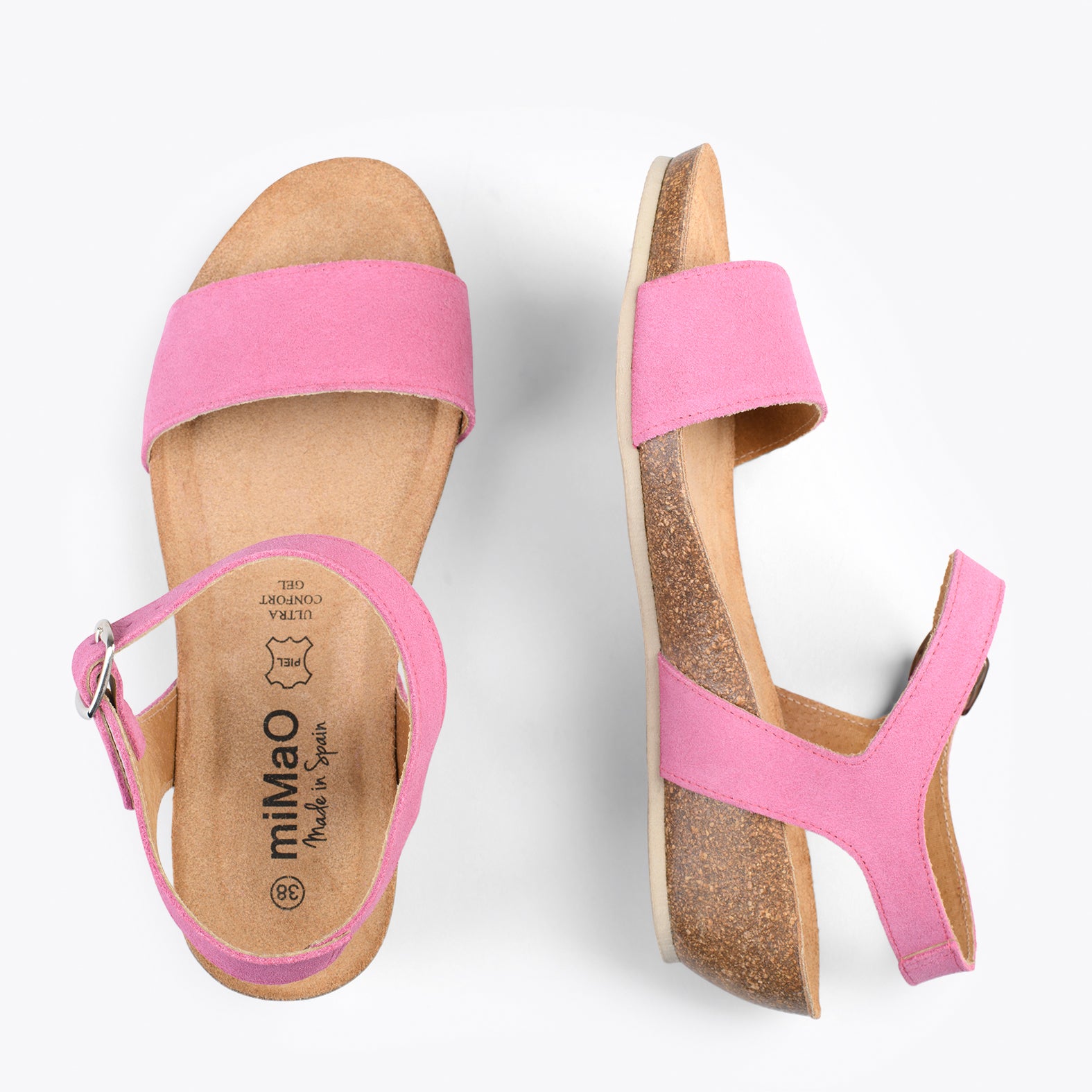 OAK – Sandalias Bio de serraje con cuña ROSA
