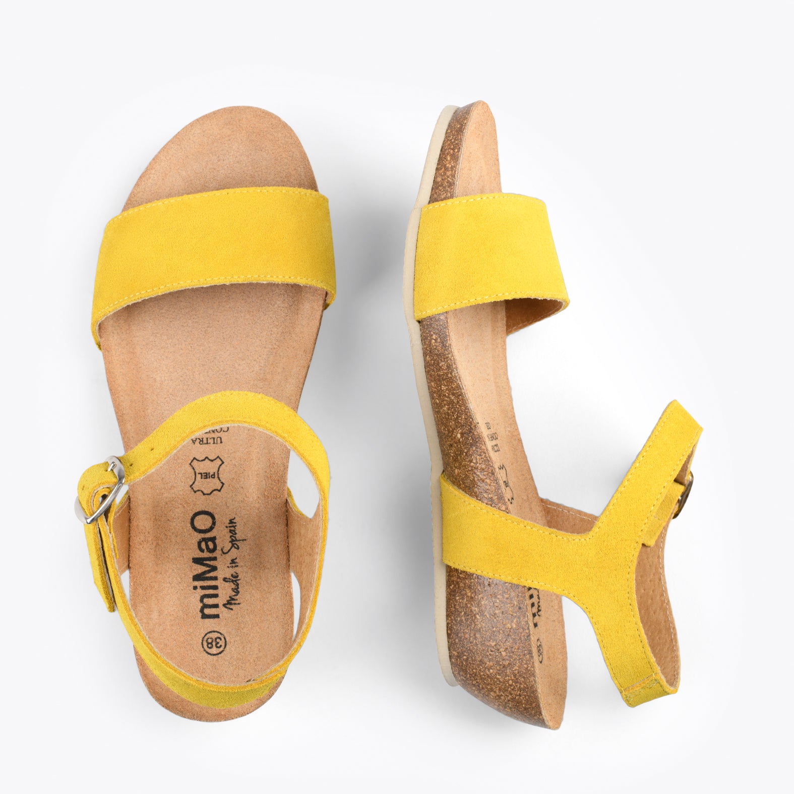 OAK – Sandalias Bio de serraje con cuña AMARILLO