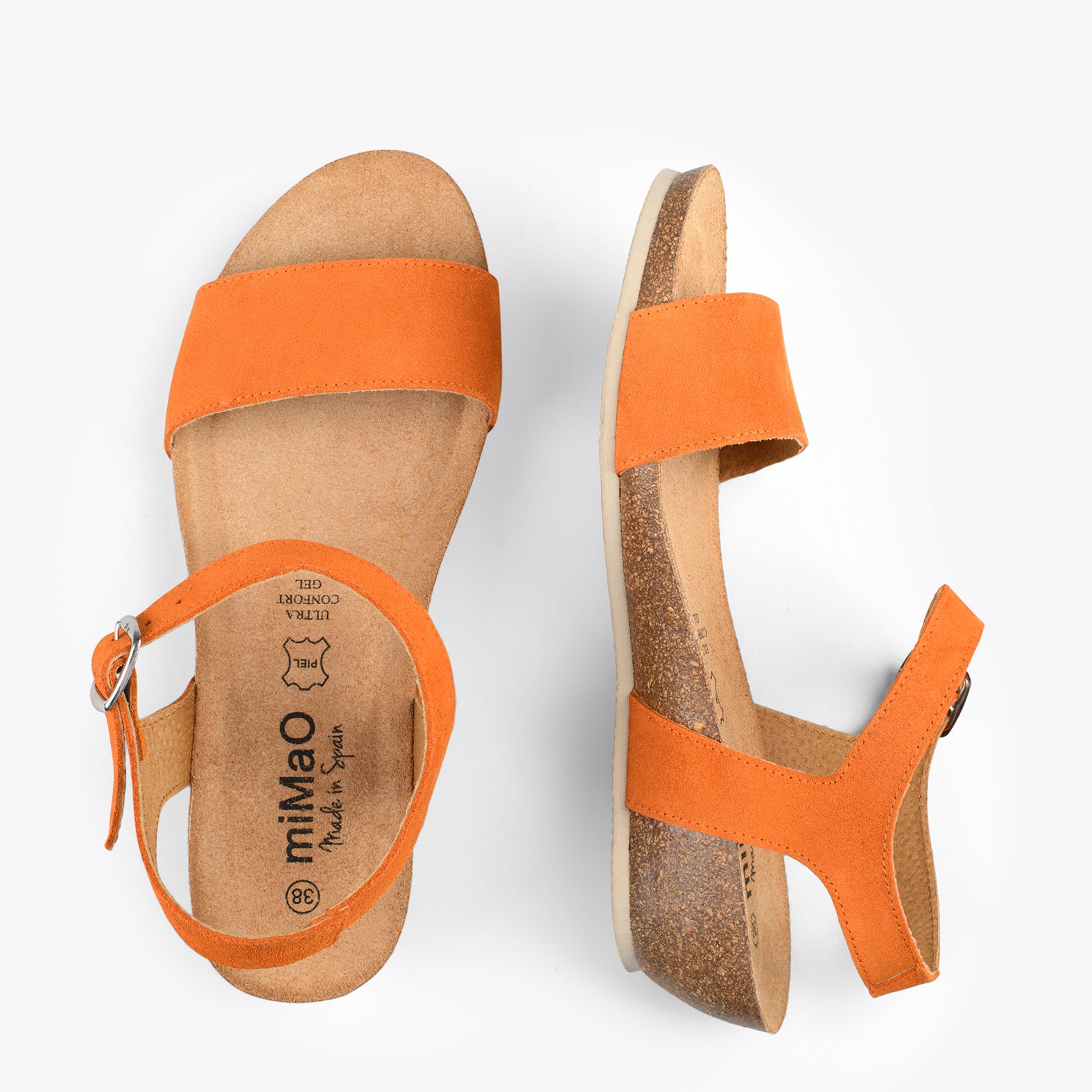 OAK – Sandalias Bio de serraje con cuña NARANJA
