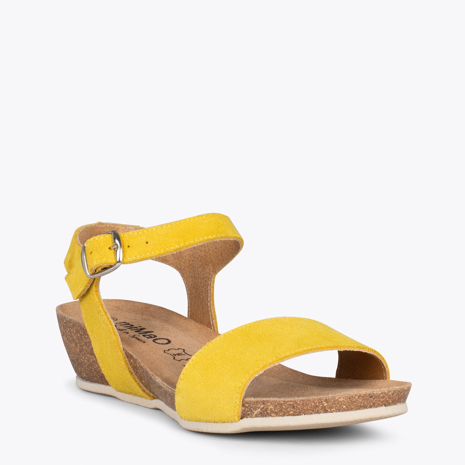 OAK – Sandalias Bio de serraje con cuña AMARILLO