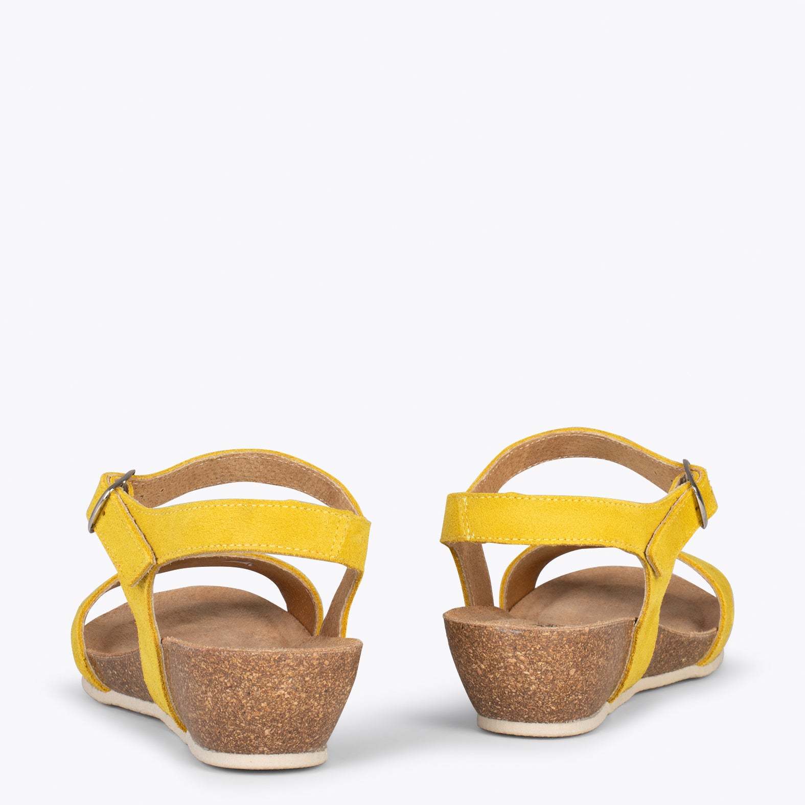 OAK – Sandalias Bio de serraje con cuña AMARILLO