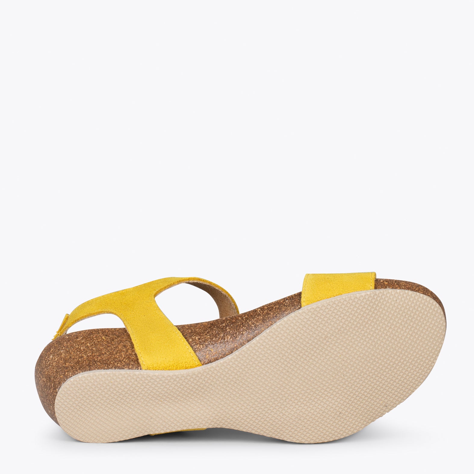 OAK – Sandalias Bio de serraje con cuña AMARILLO