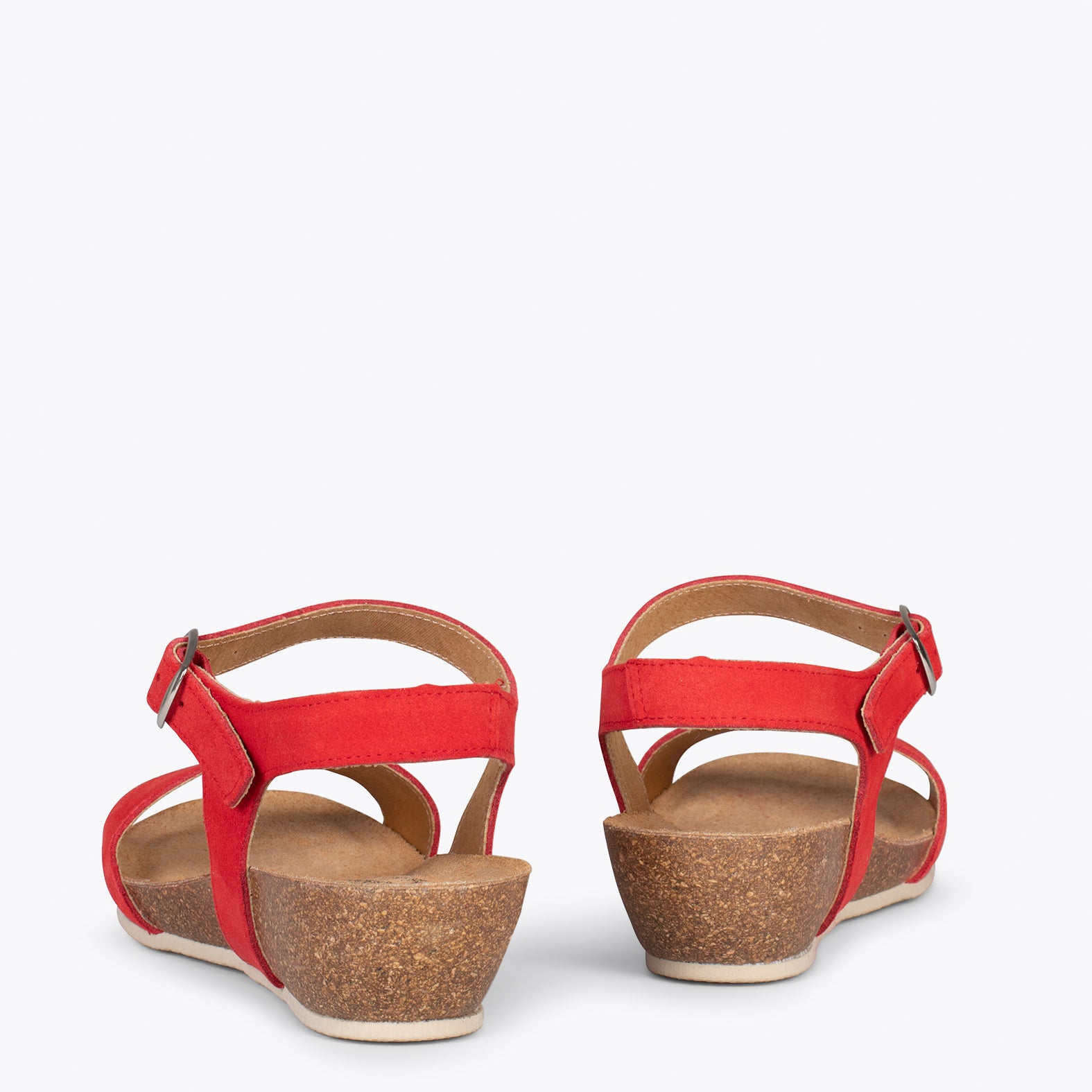 OAK – Sandalias Bio de serraje con cuña ROJO