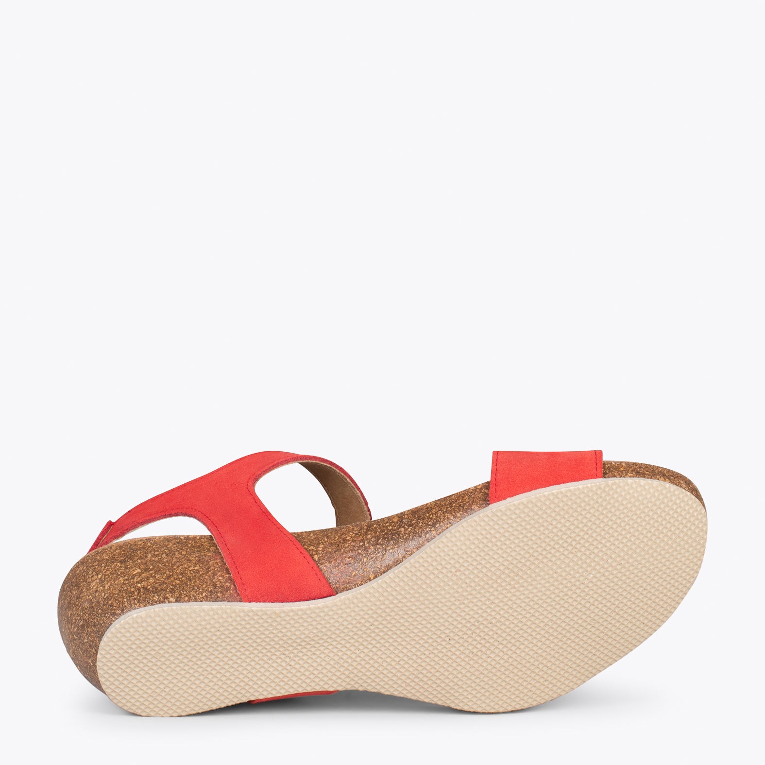 OAK – Sandalias Bio de serraje con cuña ROJO