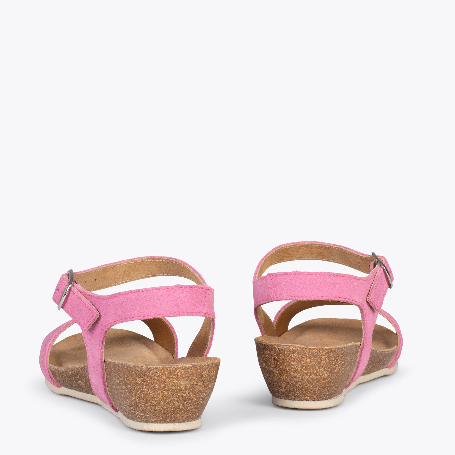 OAK – Sandalias Bio de serraje con cuña ROSA