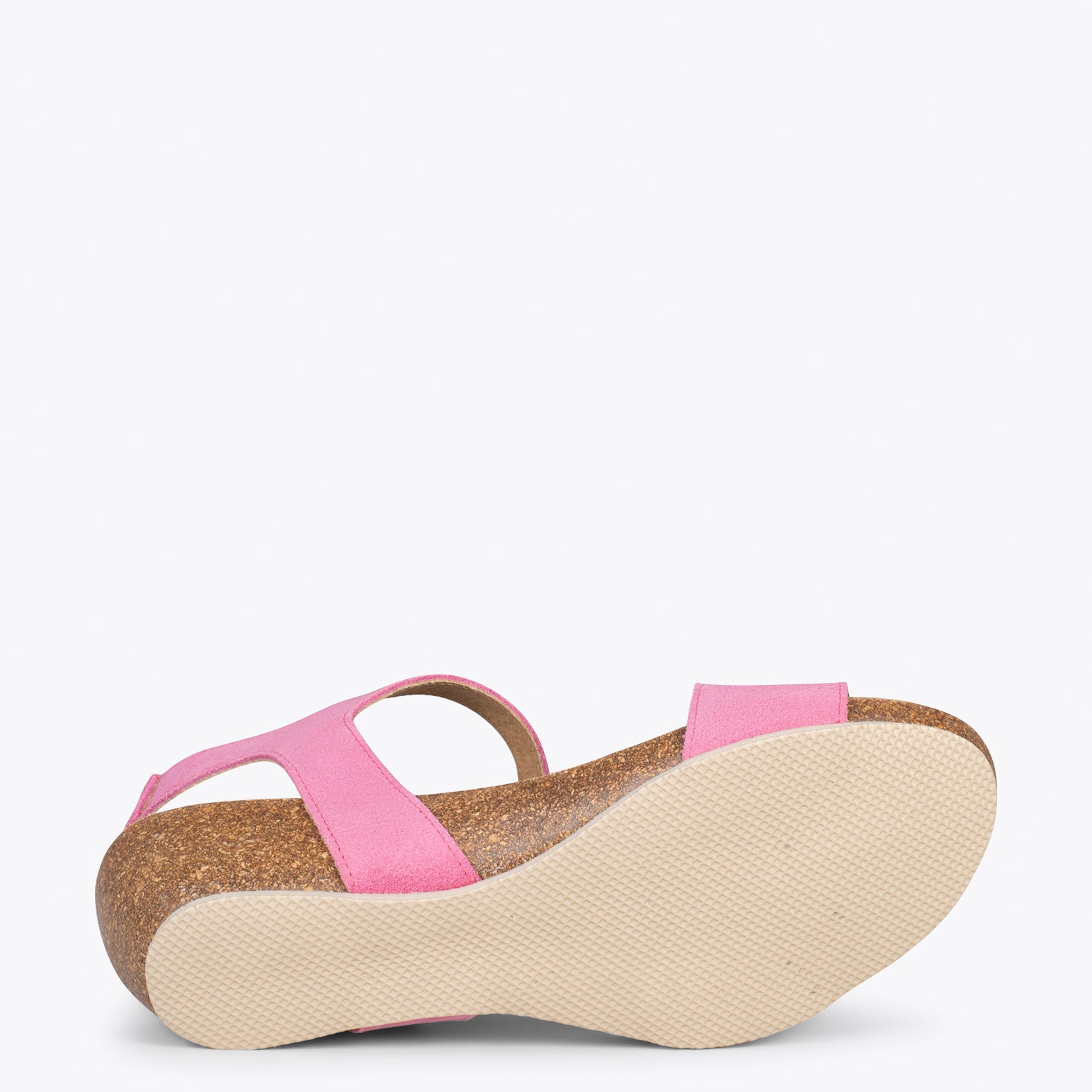 OAK – Sandalias Bio de serraje con cuña ROSA
