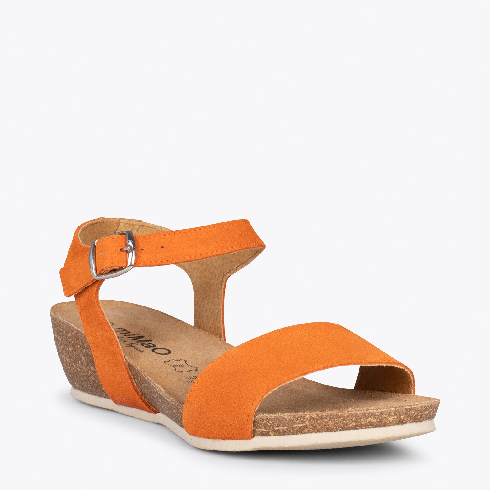 OAK – Sandalias Bio de serraje con cuña NARANJA
