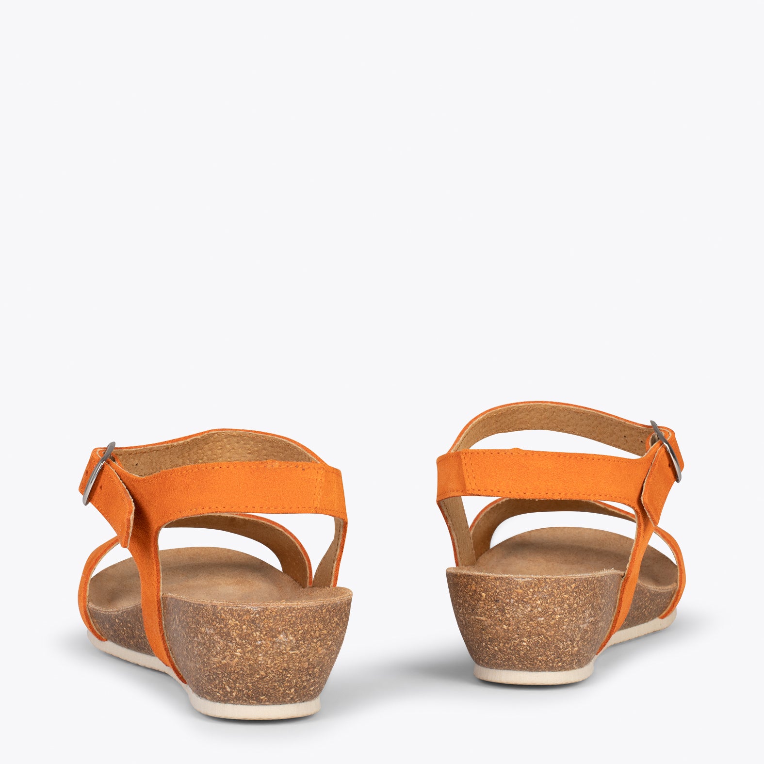 OAK – Sandalias Bio de serraje con cuña NARANJA
