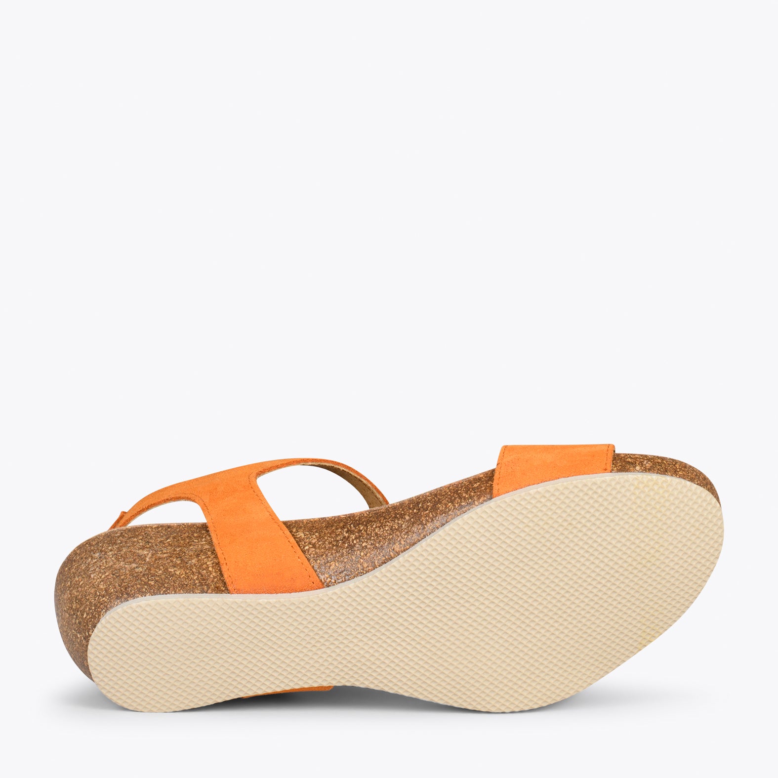 OAK – Sandalias Bio de serraje con cuña NARANJA