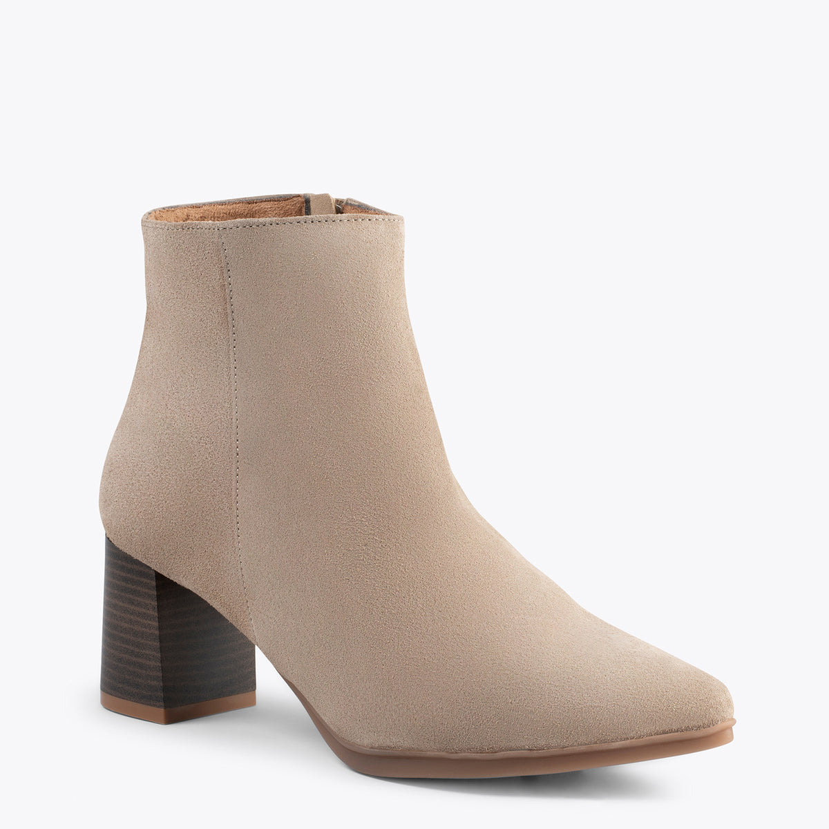 CITY - Botines de tacón ancho y punta fina BEIGE - miMaO ®