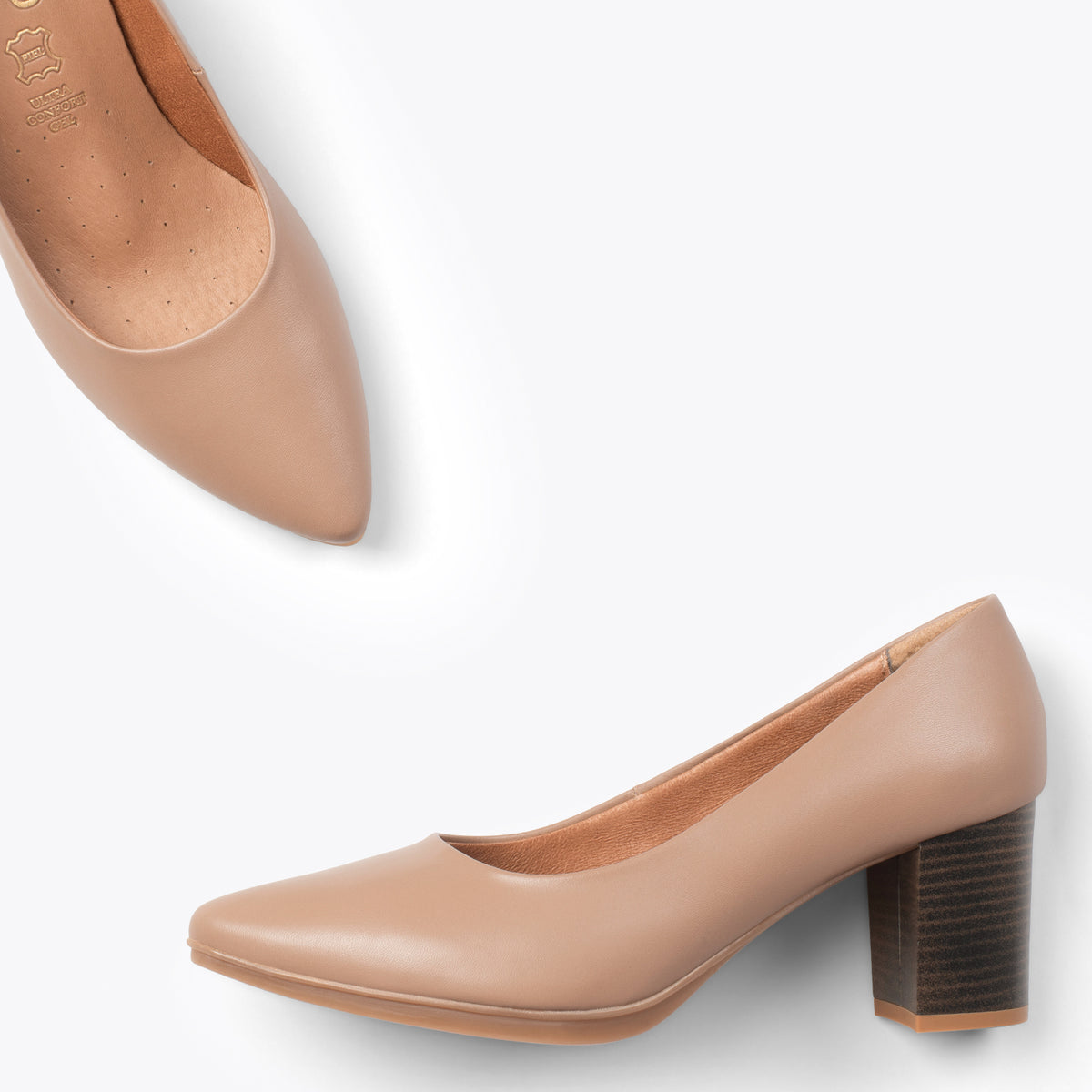 URBAN S SALON – Zapatos de tacón medio de napa TAUPE