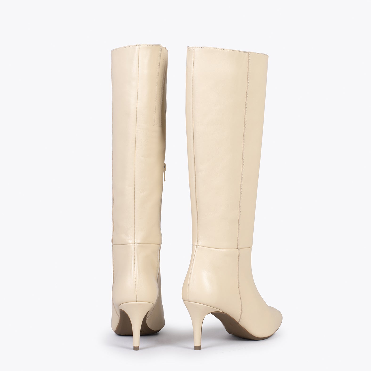 MANHATTAN – Botas altas de tacón con cremallera BEIGE