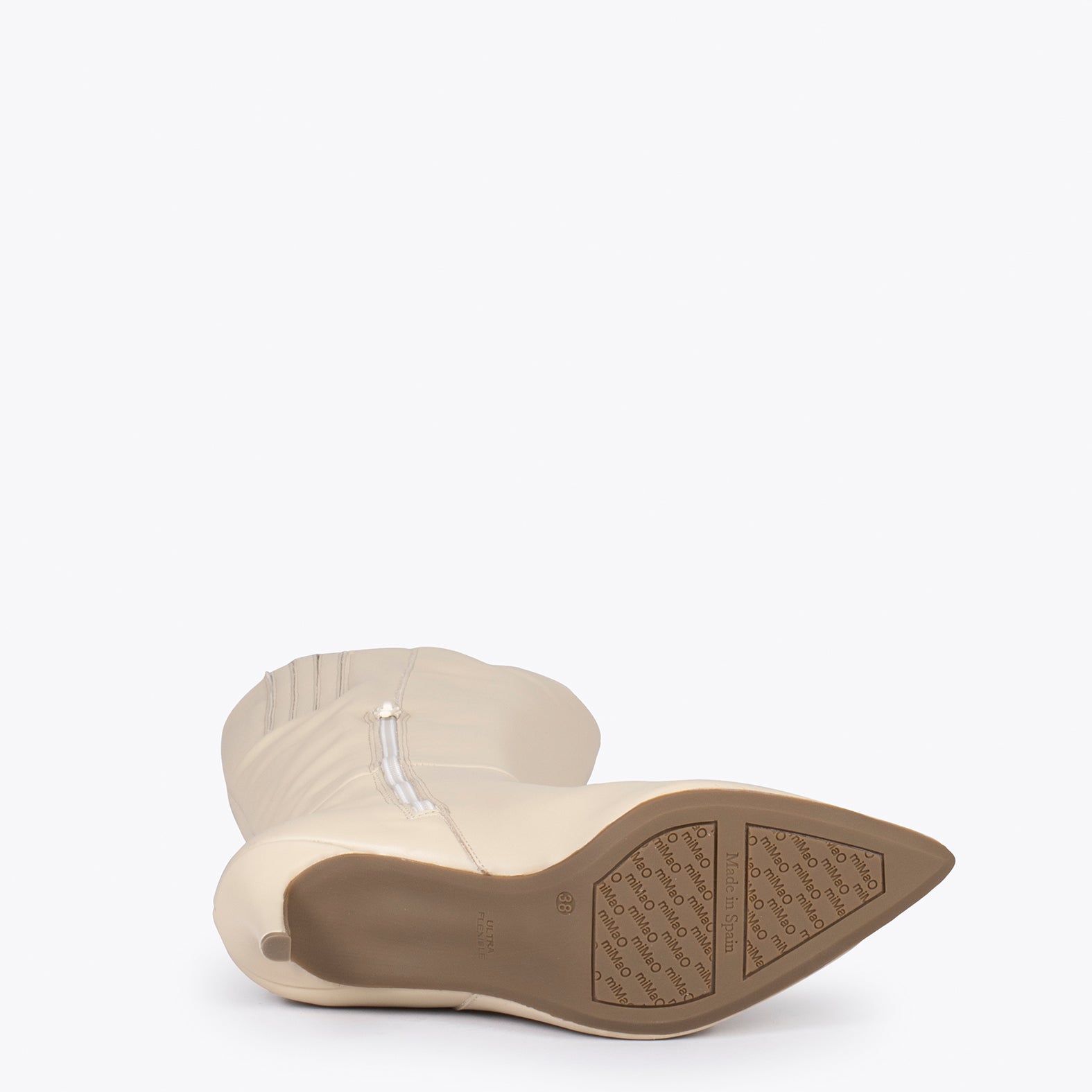 MANHATTAN – Botas altas de tacón con cremallera BEIGE