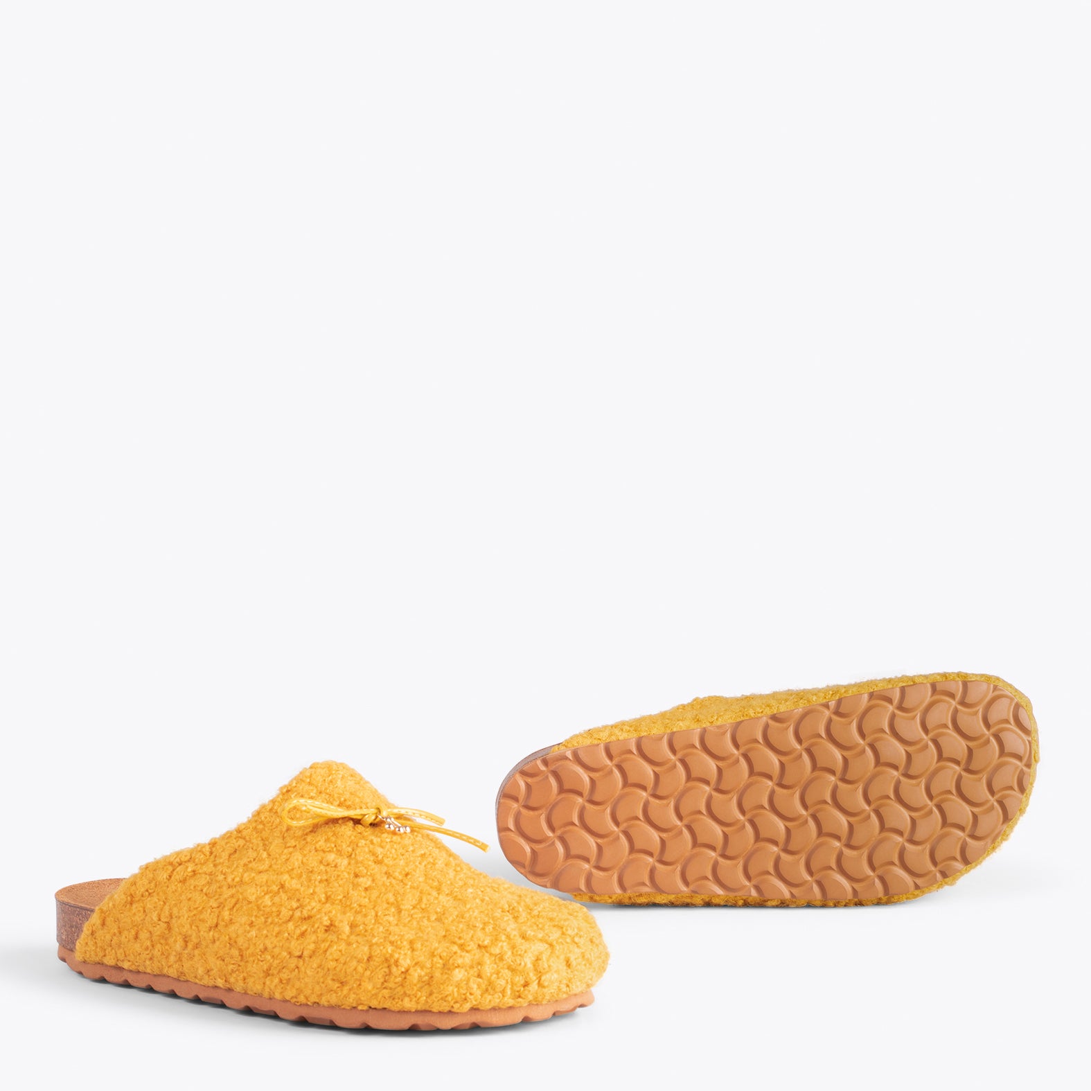 SWEET DREAMS – YELLOW felt home slipper with ribbon