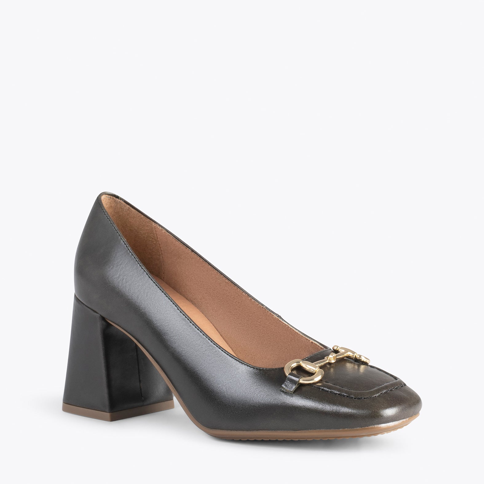 MÍA – Zapatos con tacón bloque VERDE OSCURO - miMaO ®