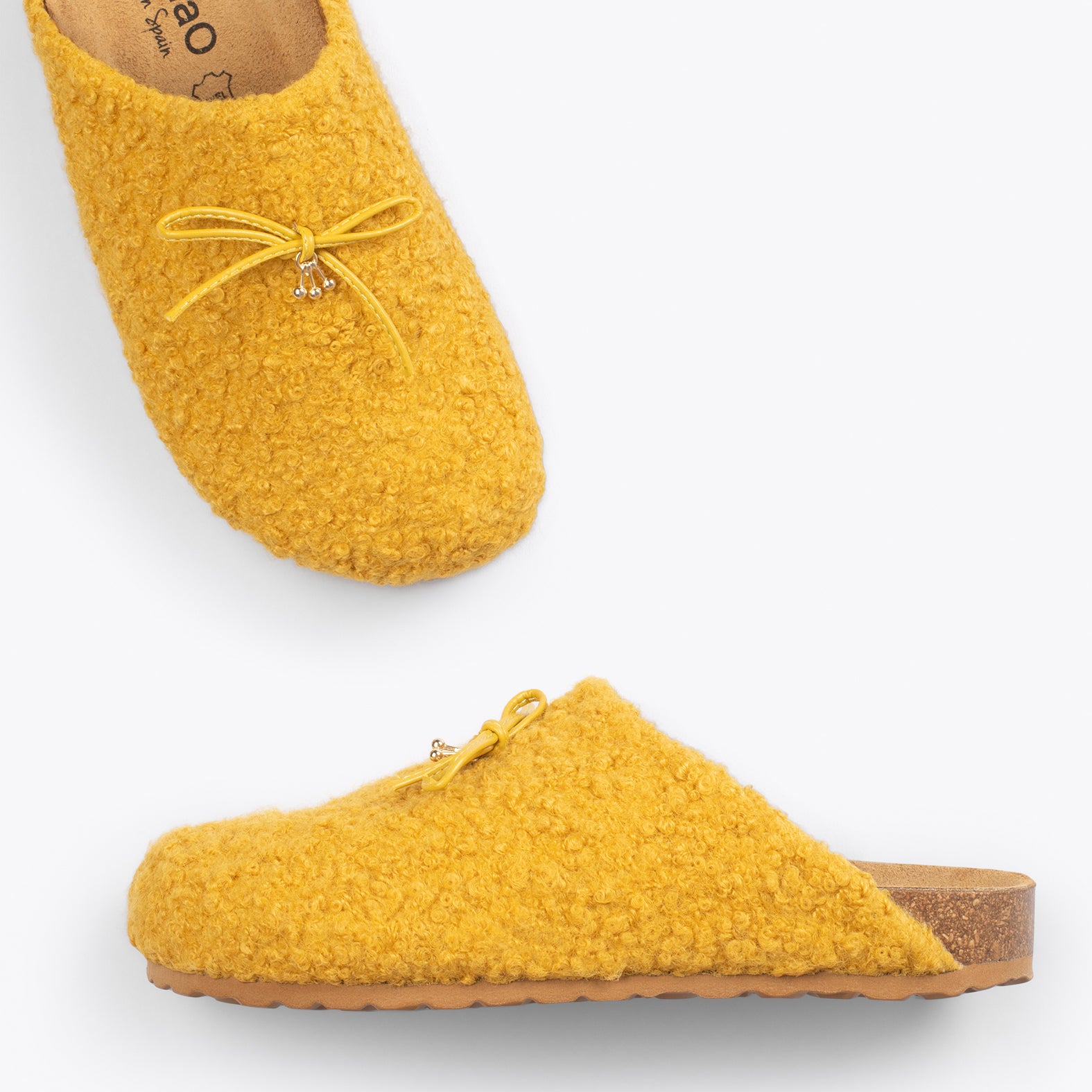 SWEET DREAMS – YELLOW felt home slipper with ribbon