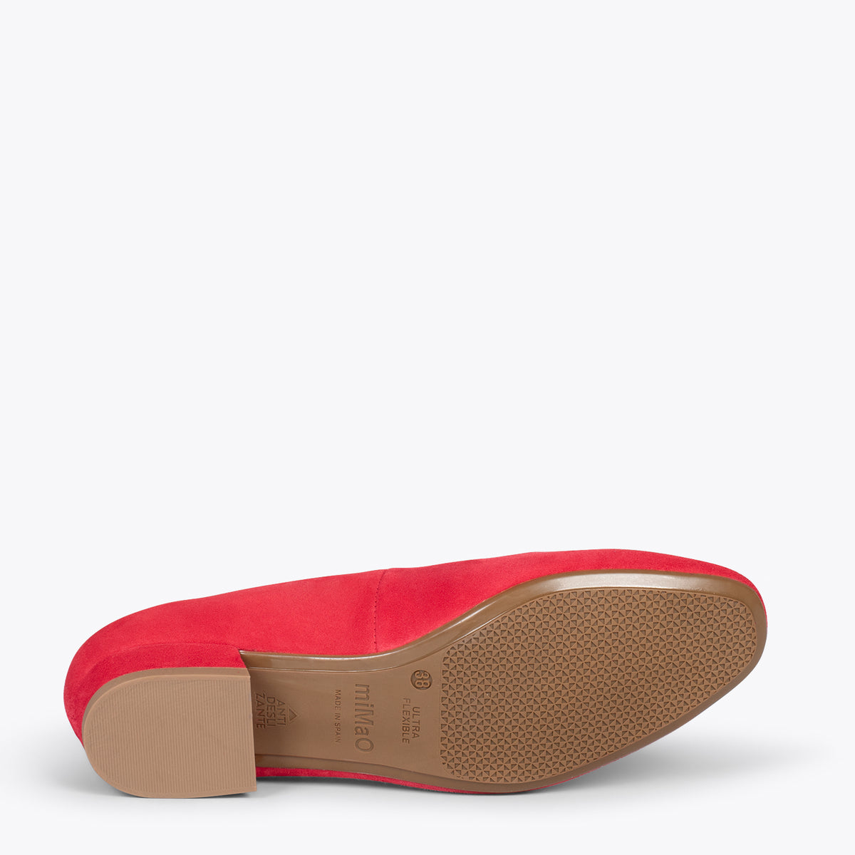 URBAN XS – Zapatos de tacón bajo de ante ROJO