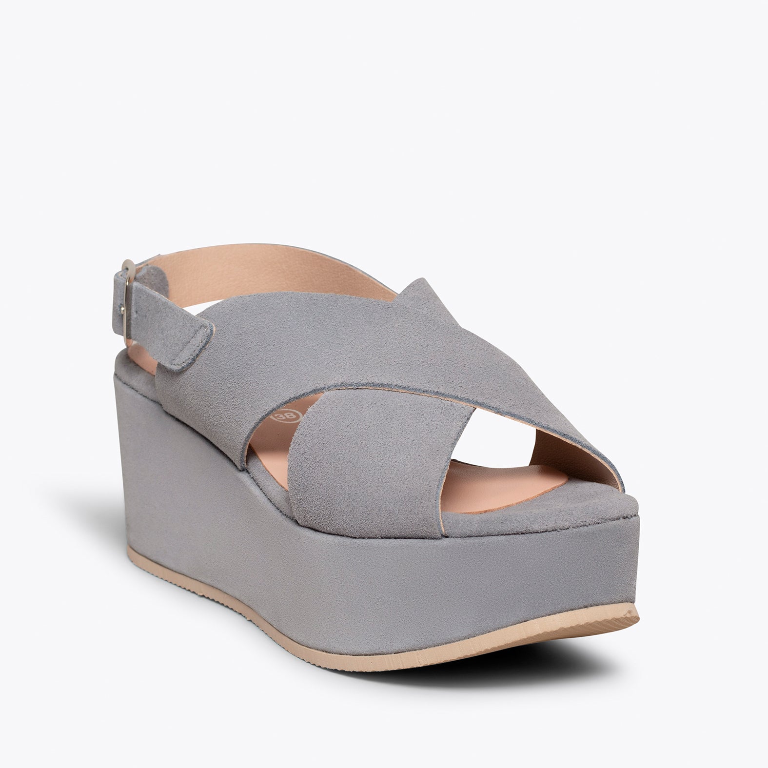 MARA Sandalia plataforma y tiras cruzadas AZUL GRISÁCEO